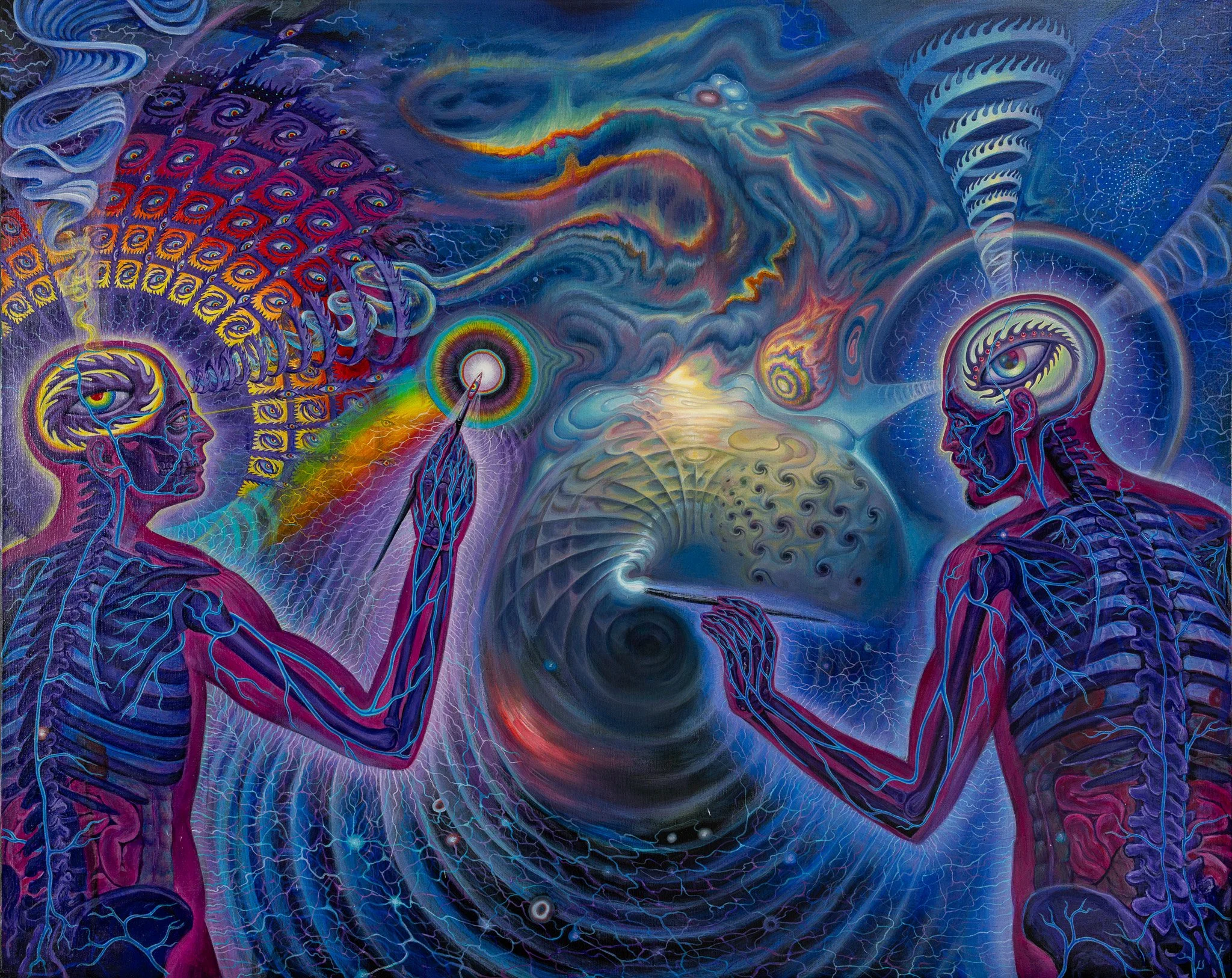 Psychedelic Artists | Alex Grey & Mars1 Collab. |(2022) | Acrylic on Canvas | 5' x 4'