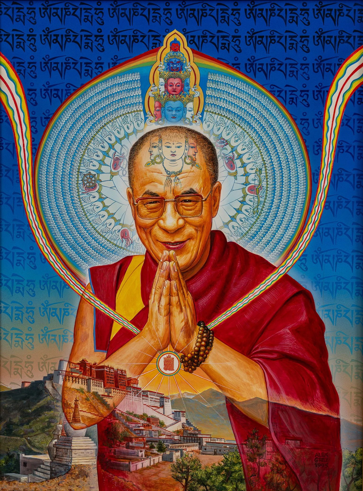 Dalai Lama (1995) | Acrylic on Wood Panel | 18" x 24"