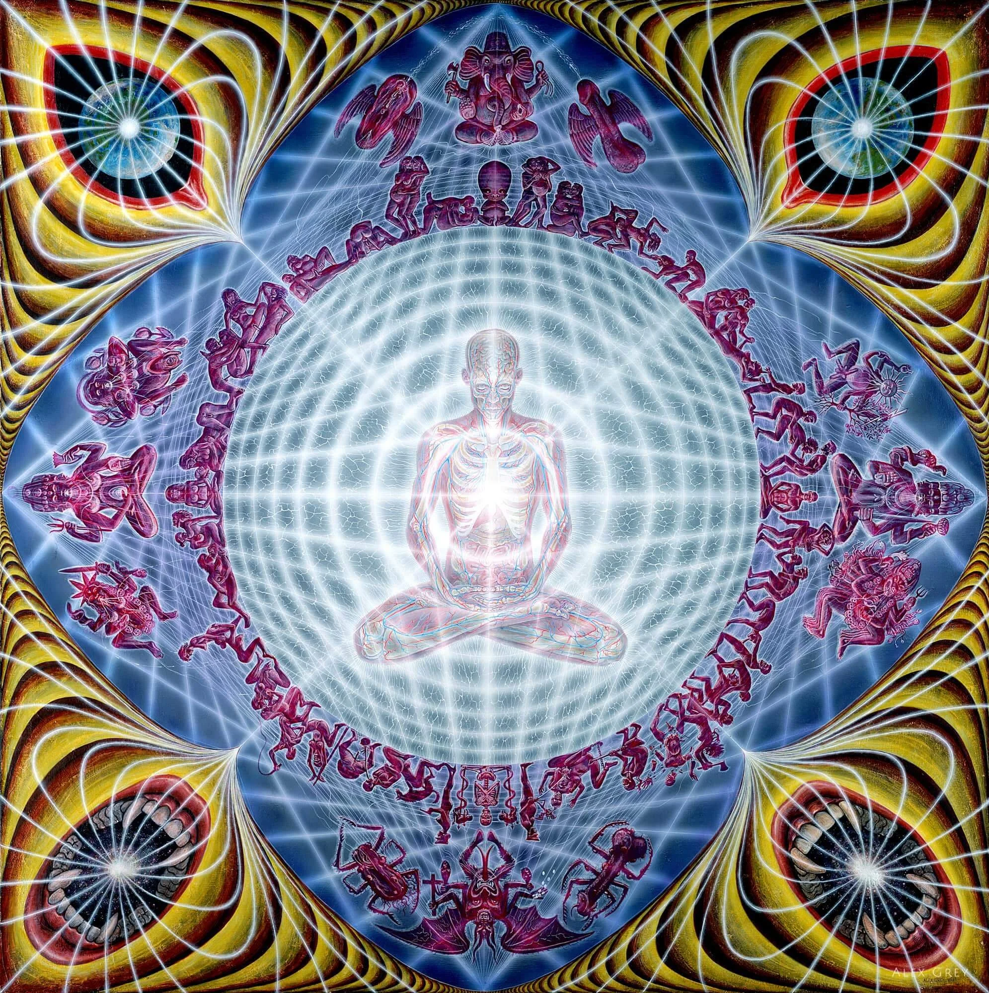 Deities and Demons Drinking from the Milky Pool (1987) | Acrylic on Linen | 5' x 5'