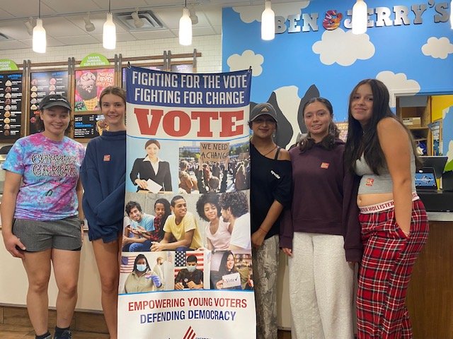 Ben &amp; Jerry’s partners with the League of Women Voters of Ridgewood to get out the vote!