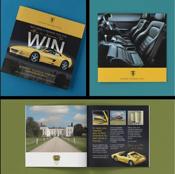 Ferrari UK incentive test drive promotion targeted direct mail booklet brochure
