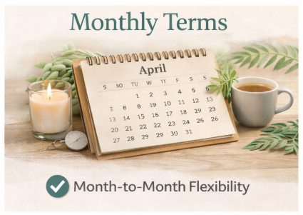 Flexible month-to-month housing agreement with simple living arrangements