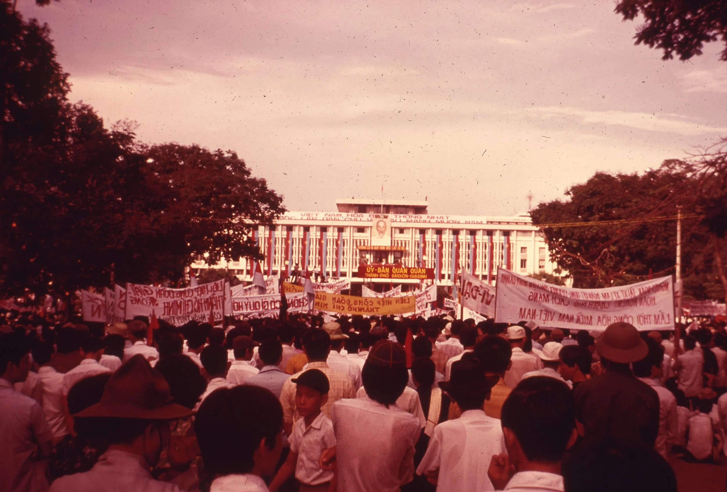 Huge celebration in front of Presidential Palace in May, 1975