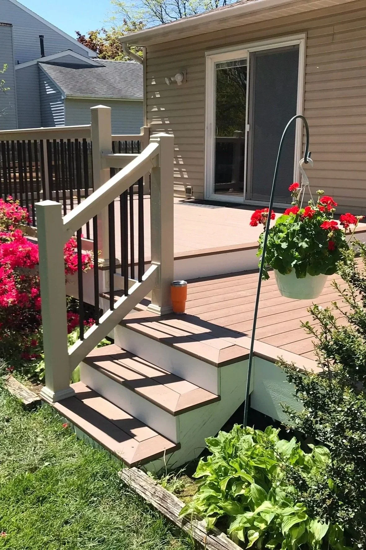 Deck resurfaced and new handrails installed and completed by Sinicki Home Improvements in Lumberton, NJ