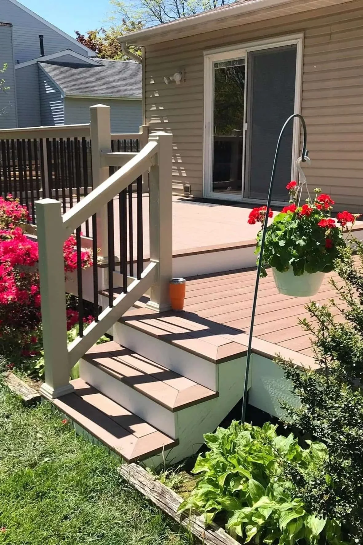 Deck resurfaced and new handrails installed and completed by Sinicki Home Improvements in Lumberton, NJ
