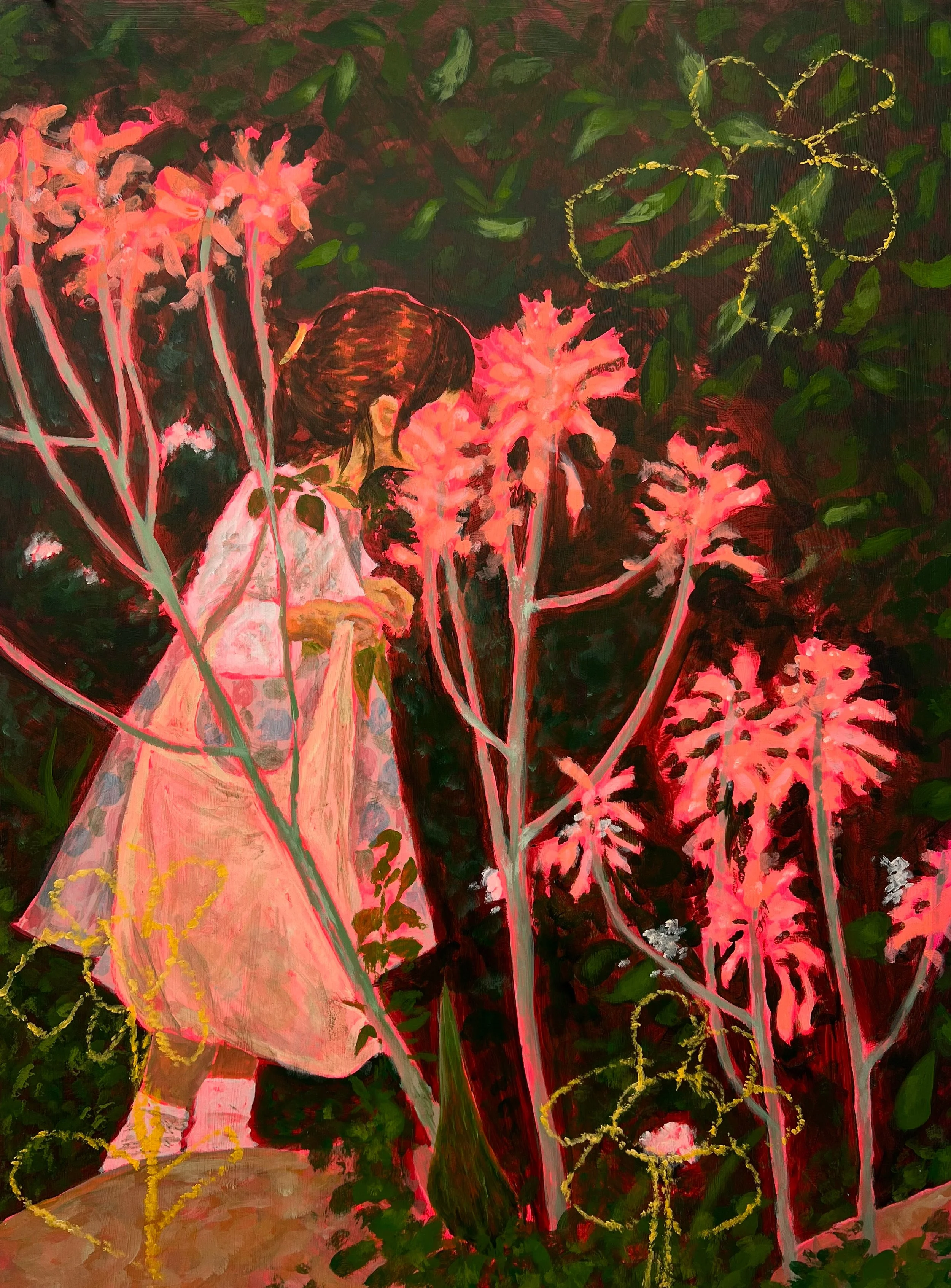 “Bunny Trails”, acrylic on hardboard, 18×24in