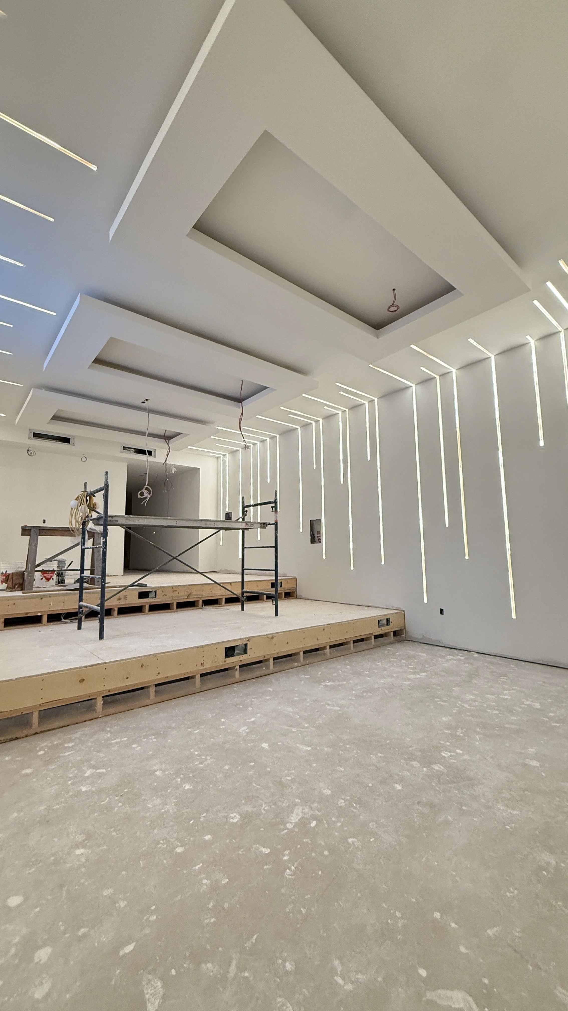 theater room in custom home in Florida Drywall installed and level 5 finish smooth 