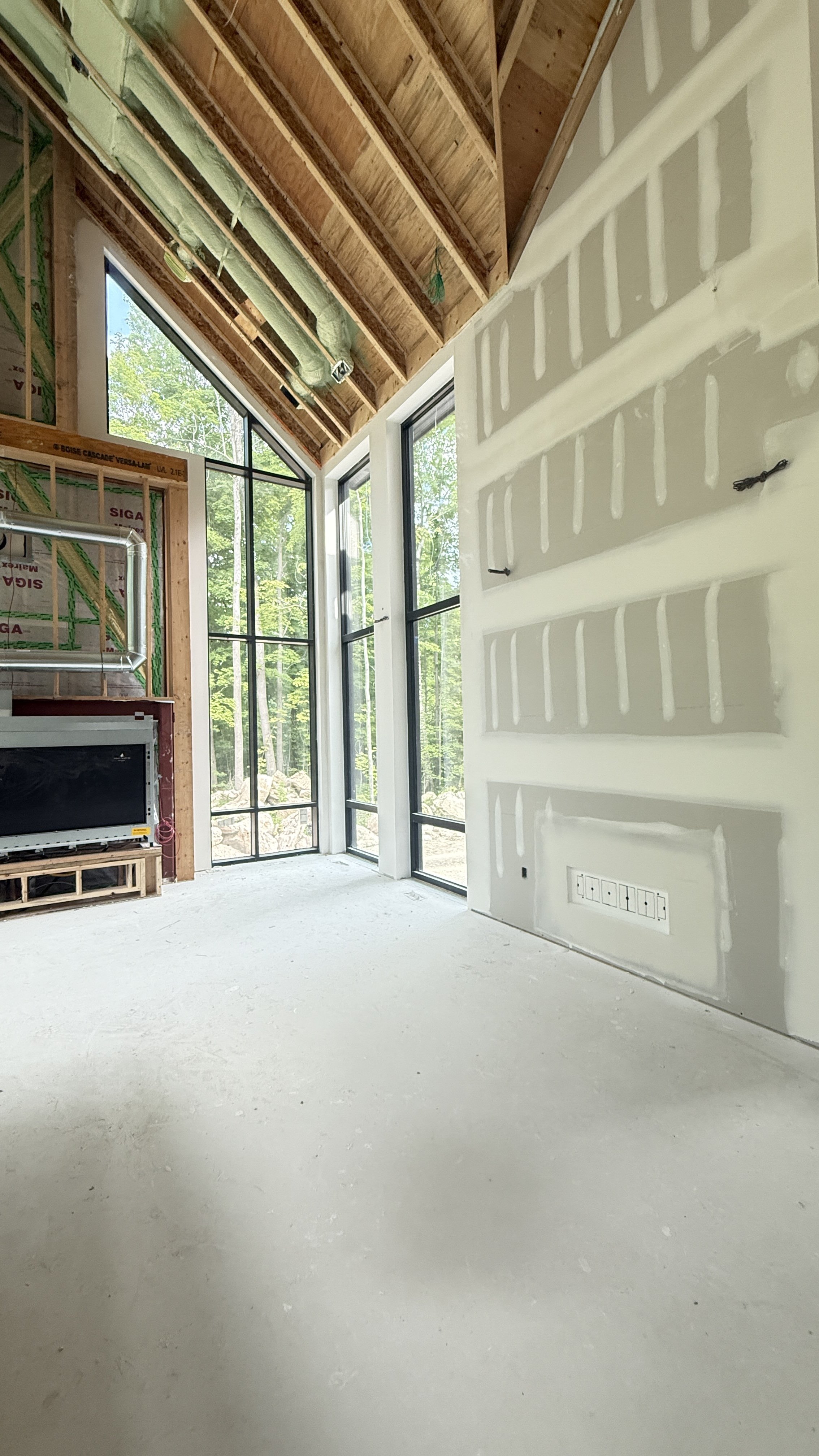 Mud in vents High-end residential interior drywall installation and mud in vents 