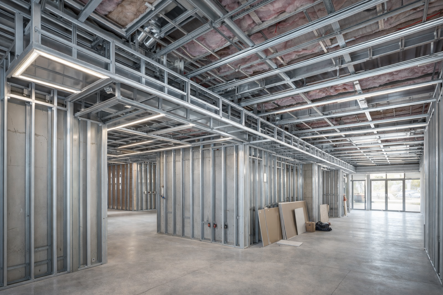 Interior of a hotel steel framing in Muskoka Ontario