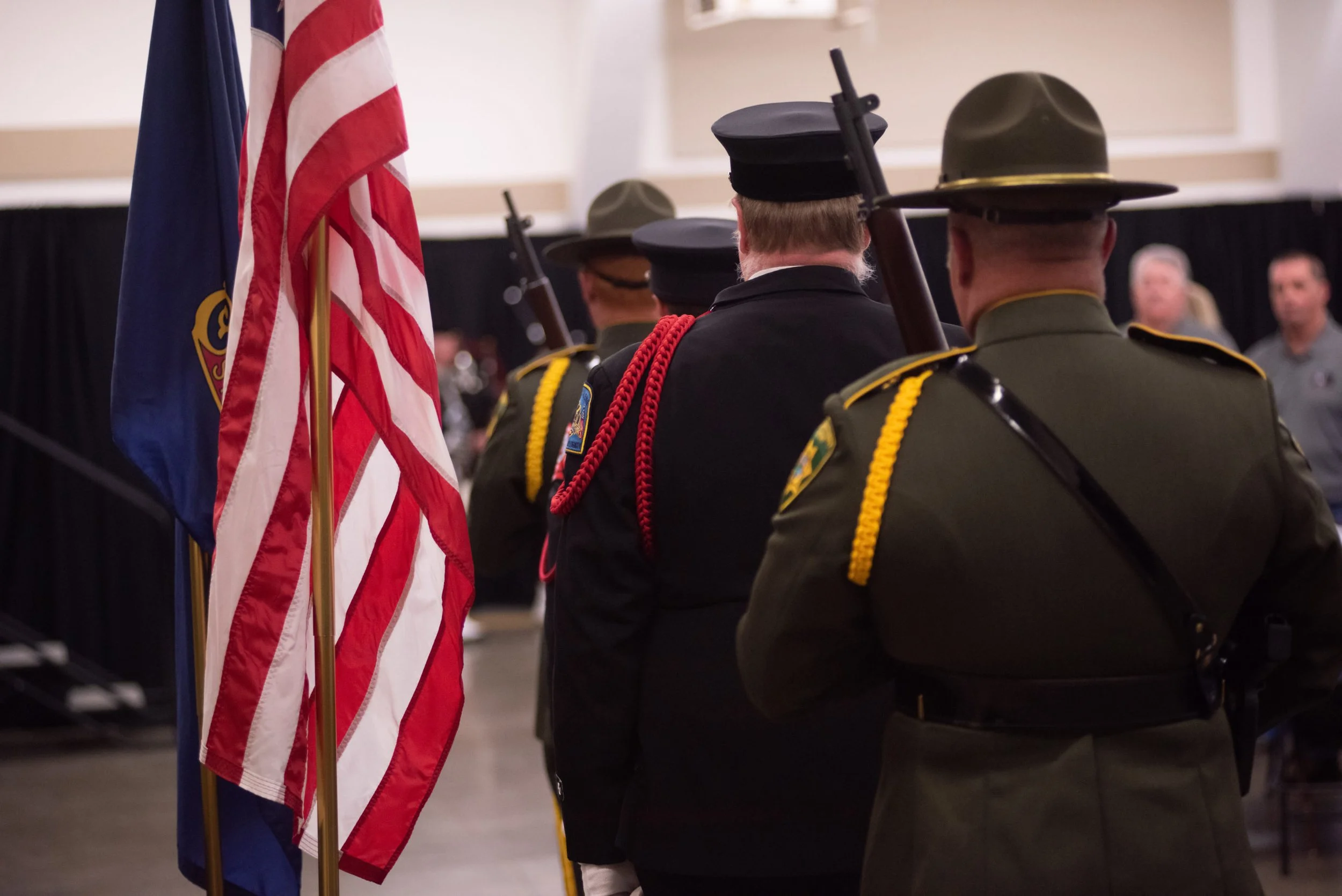 Color guard presenting the flags at the fundraiser