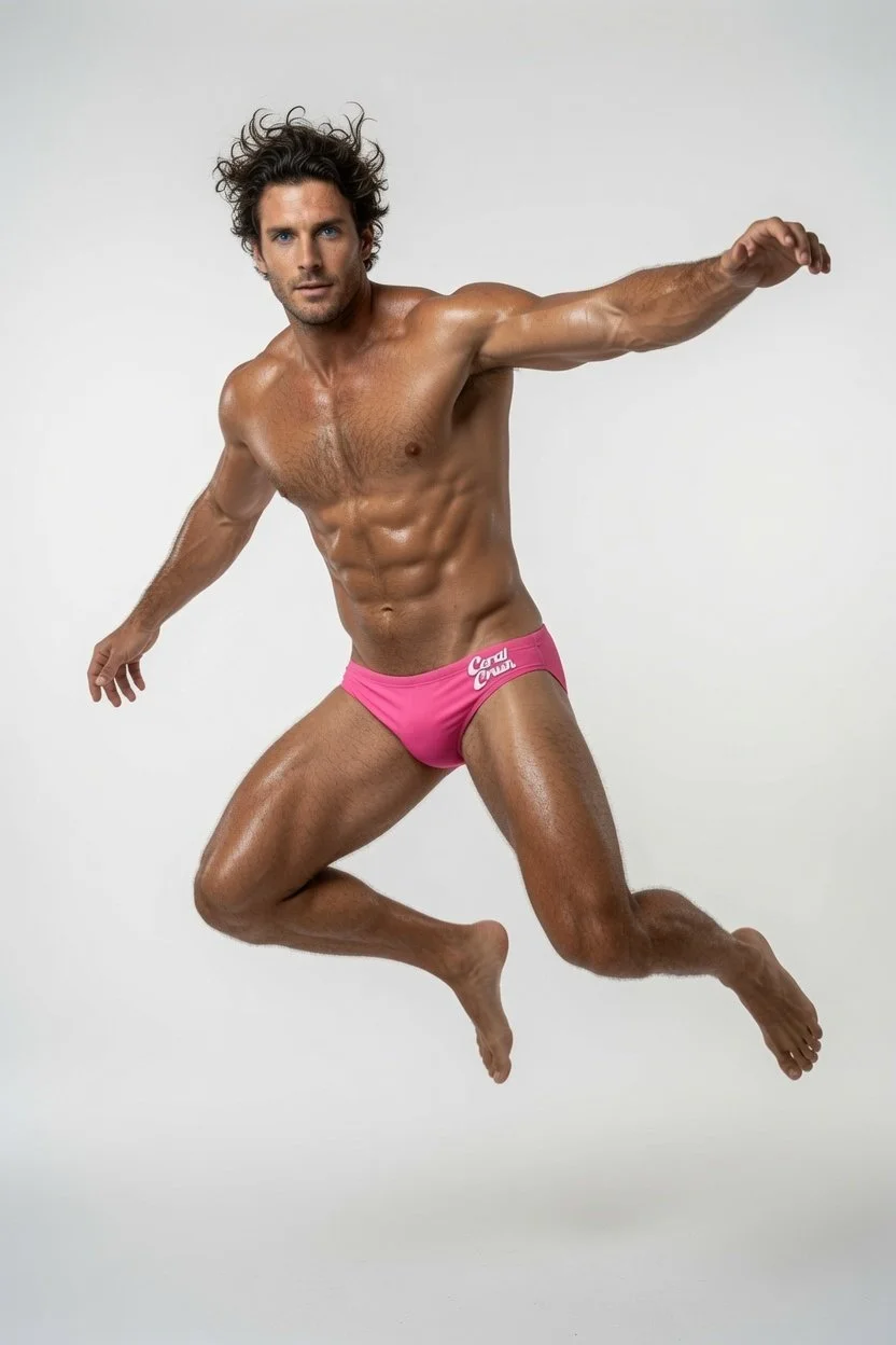 Vibrant Pink Men's Swim Briefs with Logo