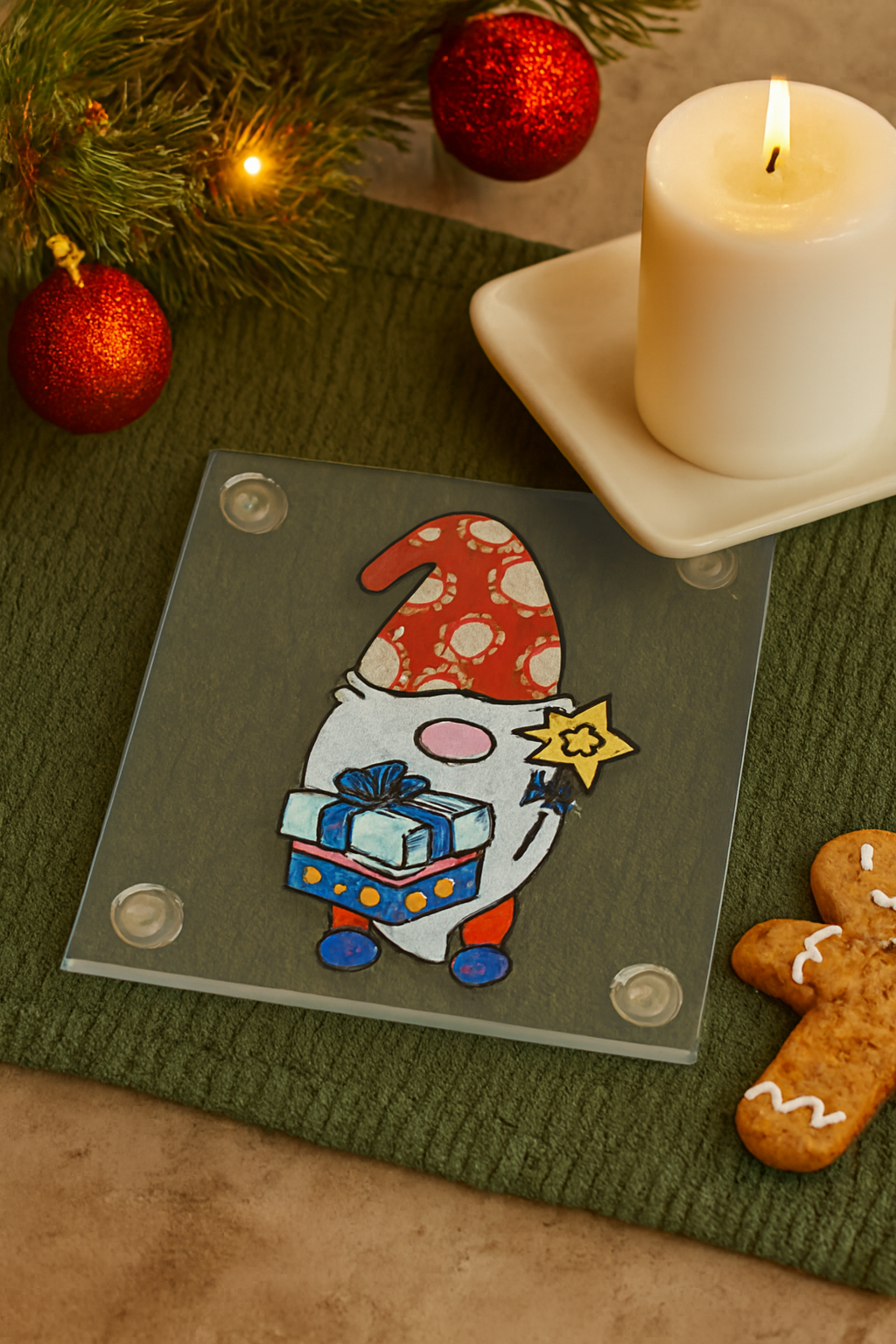 Red Hat Christmas Gnome Trivet