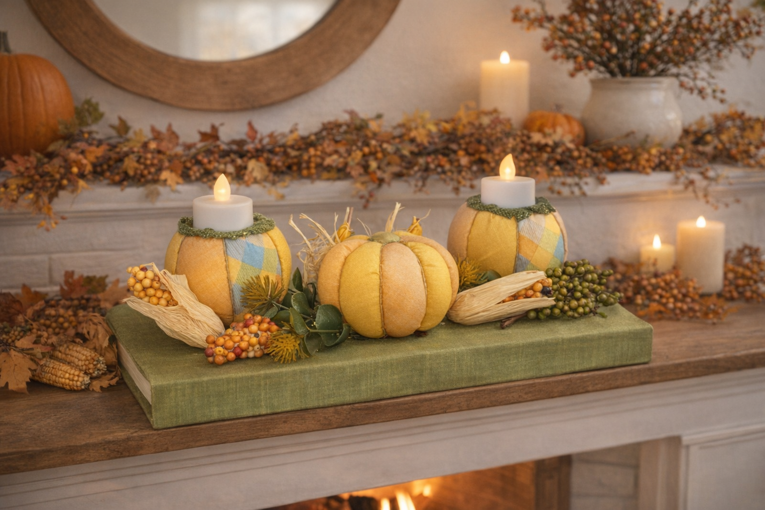 Double Pumpkin Tea Lite Centerpiece