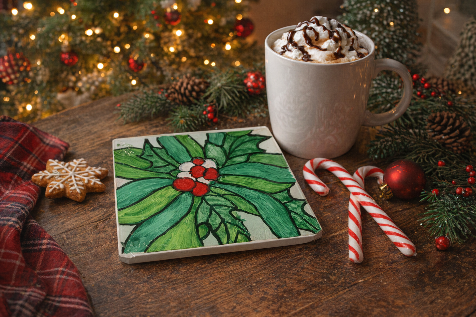 Poinsettia Christmas Trivet