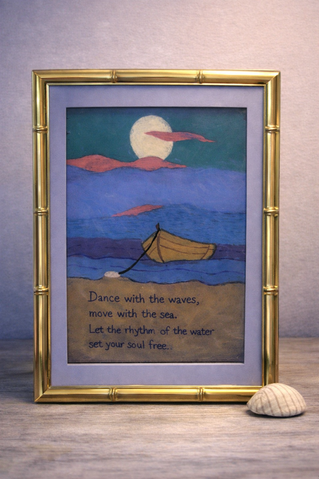 Moonlit Coastal Glass‑Back Painting
