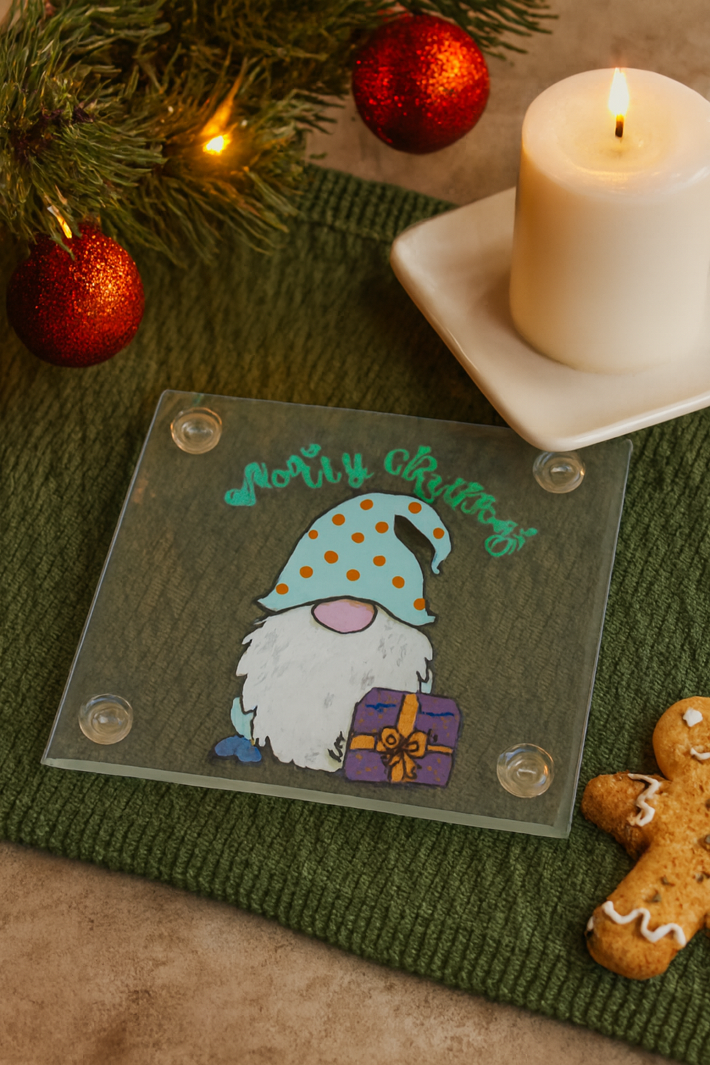 Merry Christmas Gnome Trivet