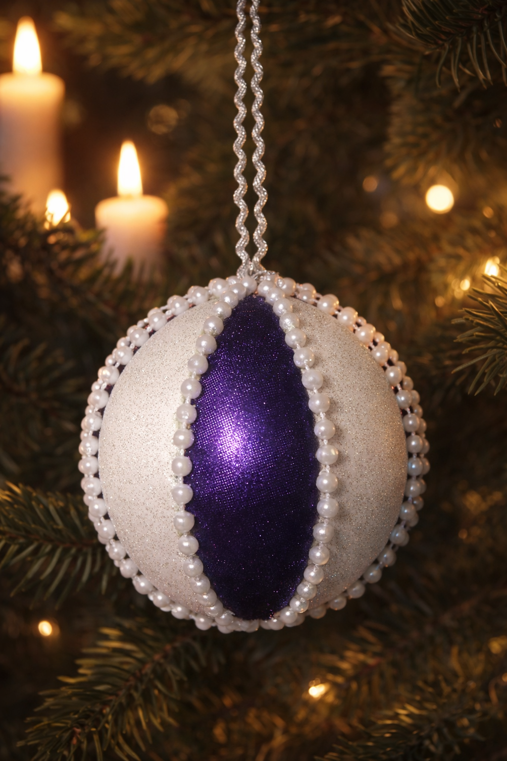 Purple and Pearls Swirl - Kimekome Ornament