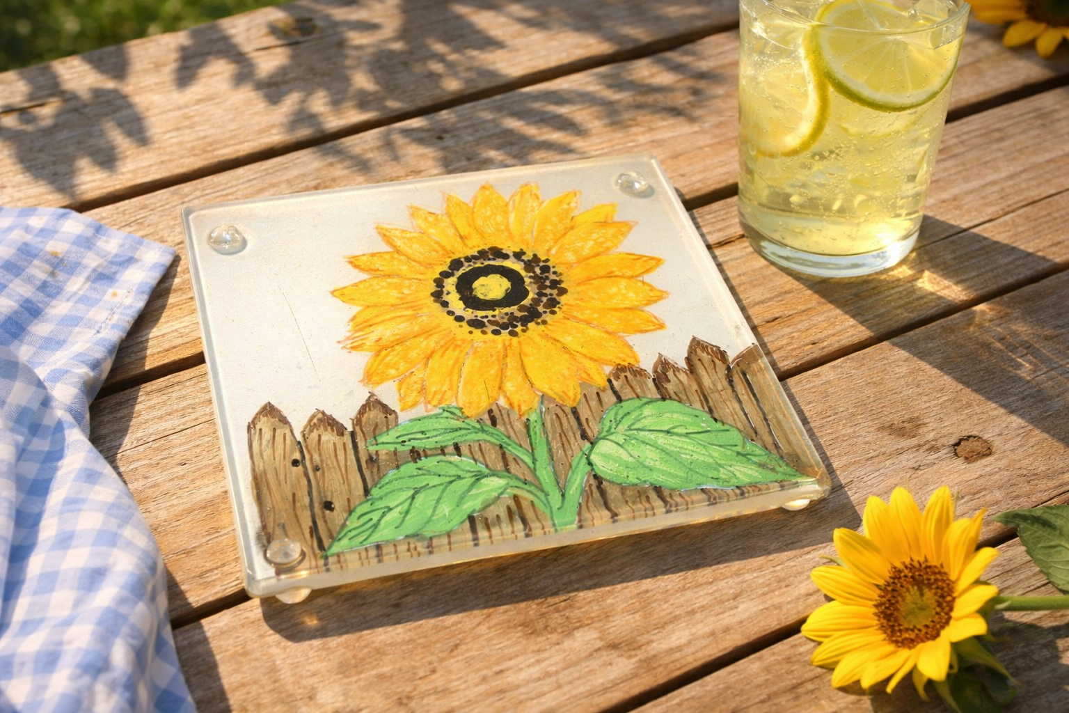 Sunflower Fence — Outdoor Garden Trivet