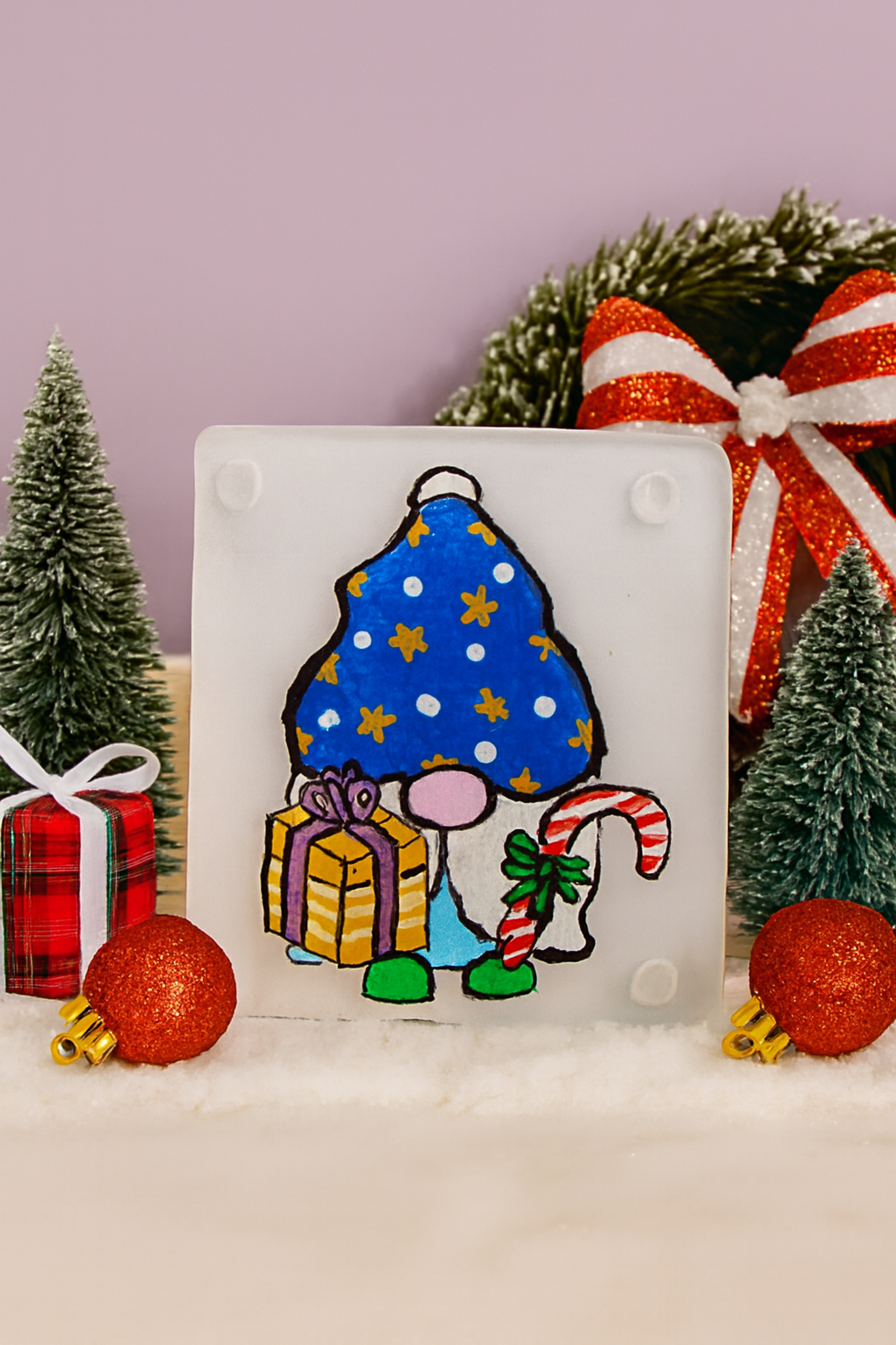 Blue Starry Hat Christmas Gnome Trivet