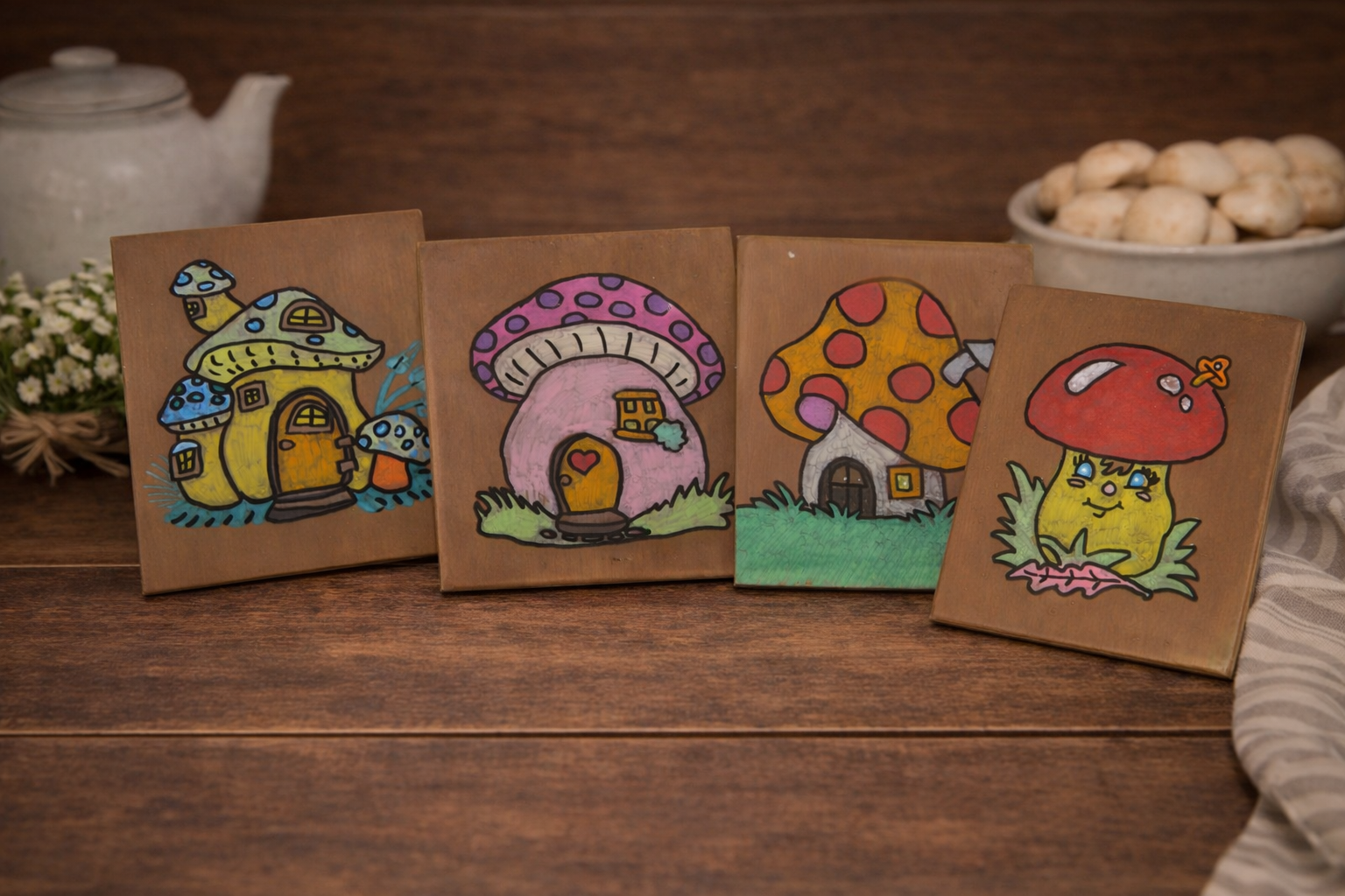 Mushroom Village Trivets