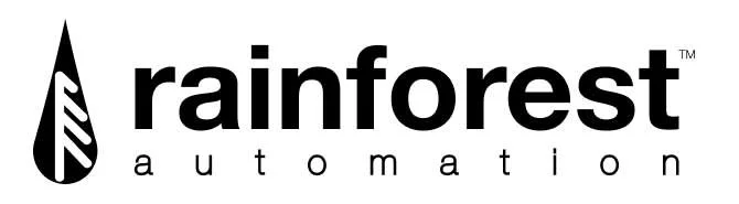 Rainforest Automation logo with stylized leaf symbol.