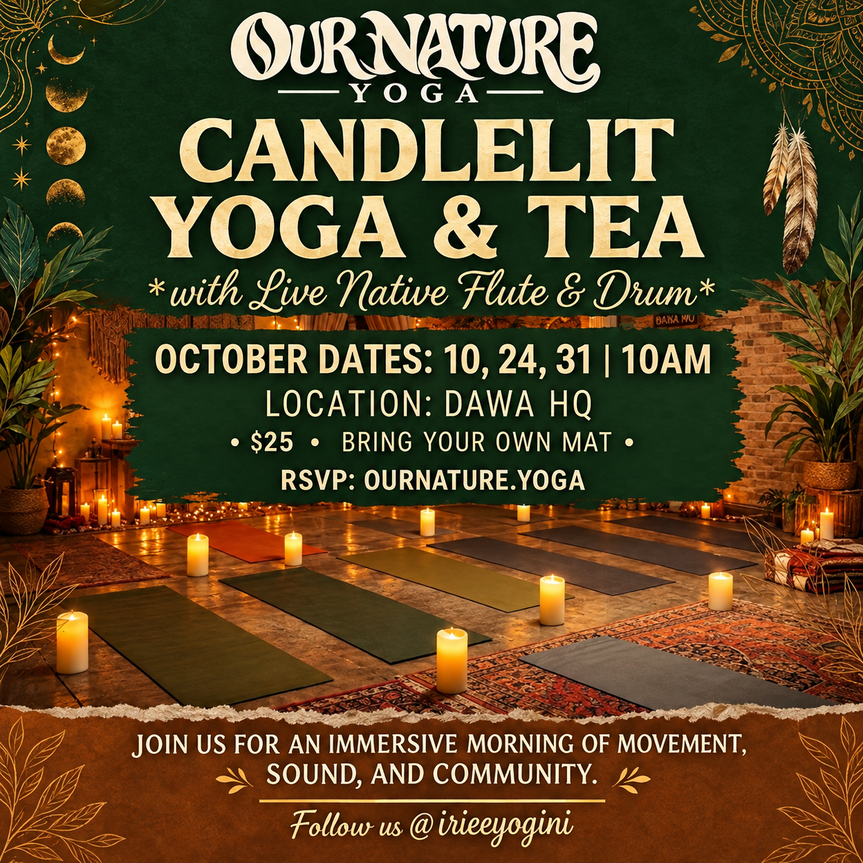 Candlelit Yoga &amp; Tea with Live Native Flute and Drum 
