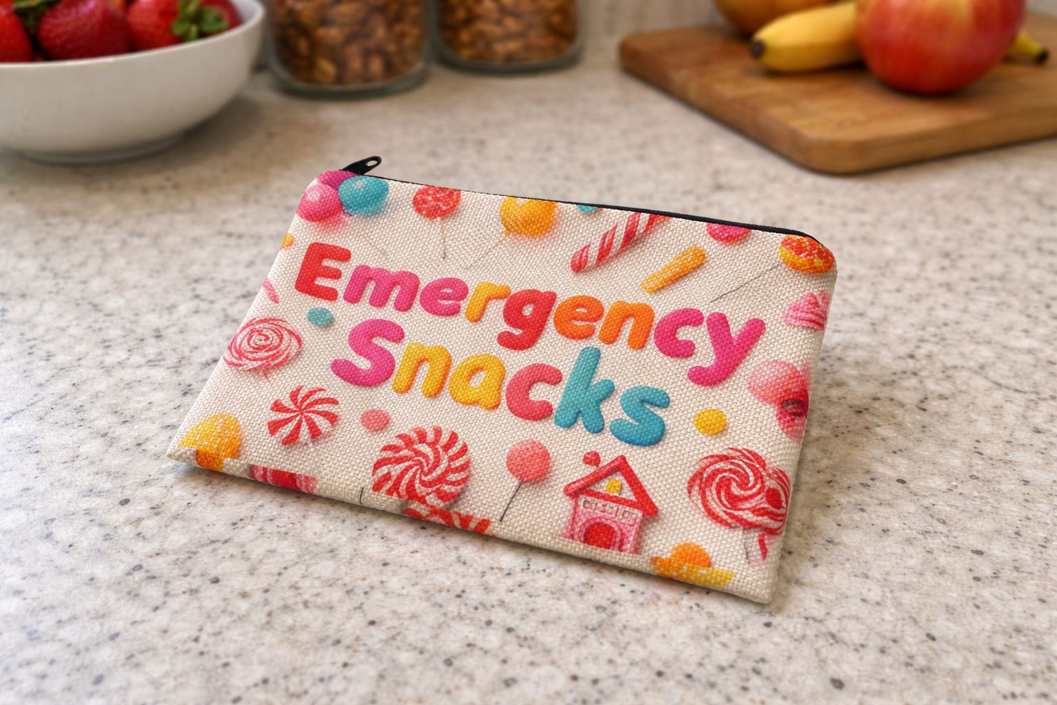 Emergency Snacks canvas bag