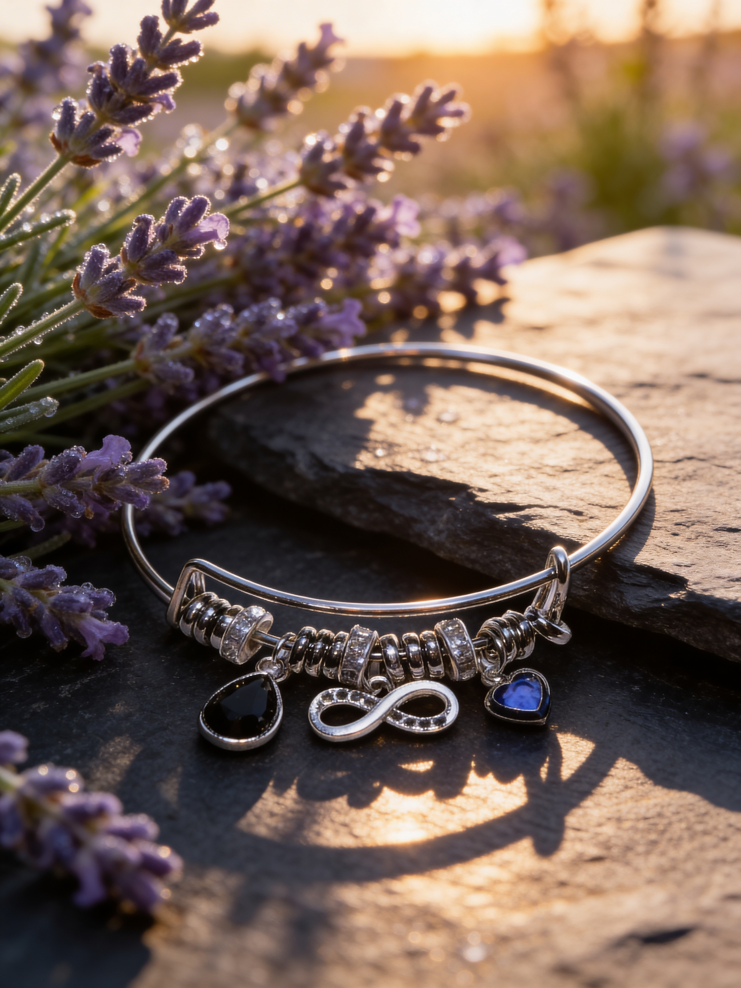 Handcrafted Blue and Silver Infinity Bracelet