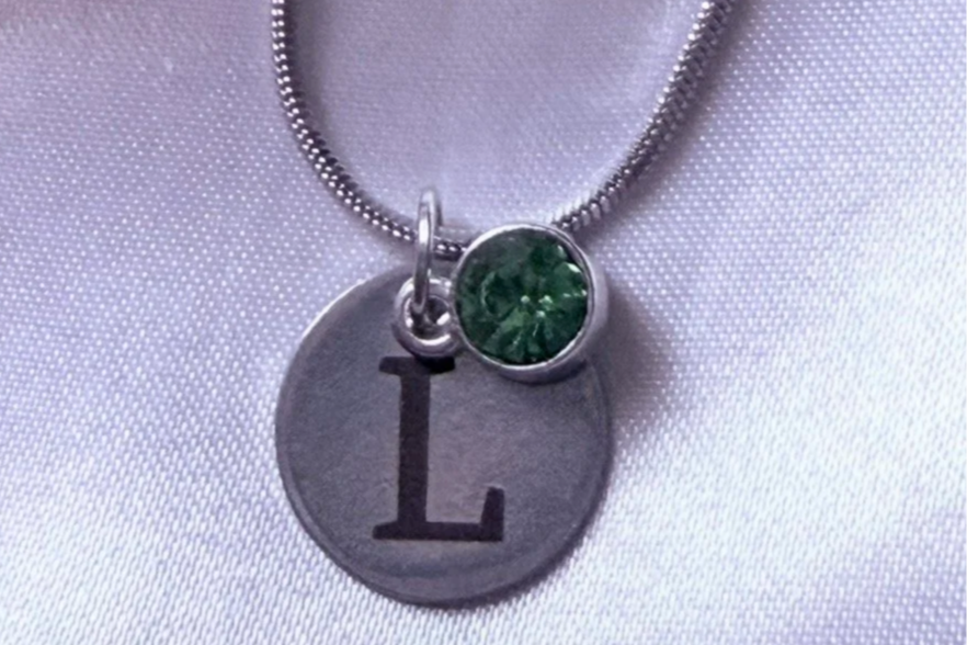 Engraved Charm (Stainless) with necklace and birthstone