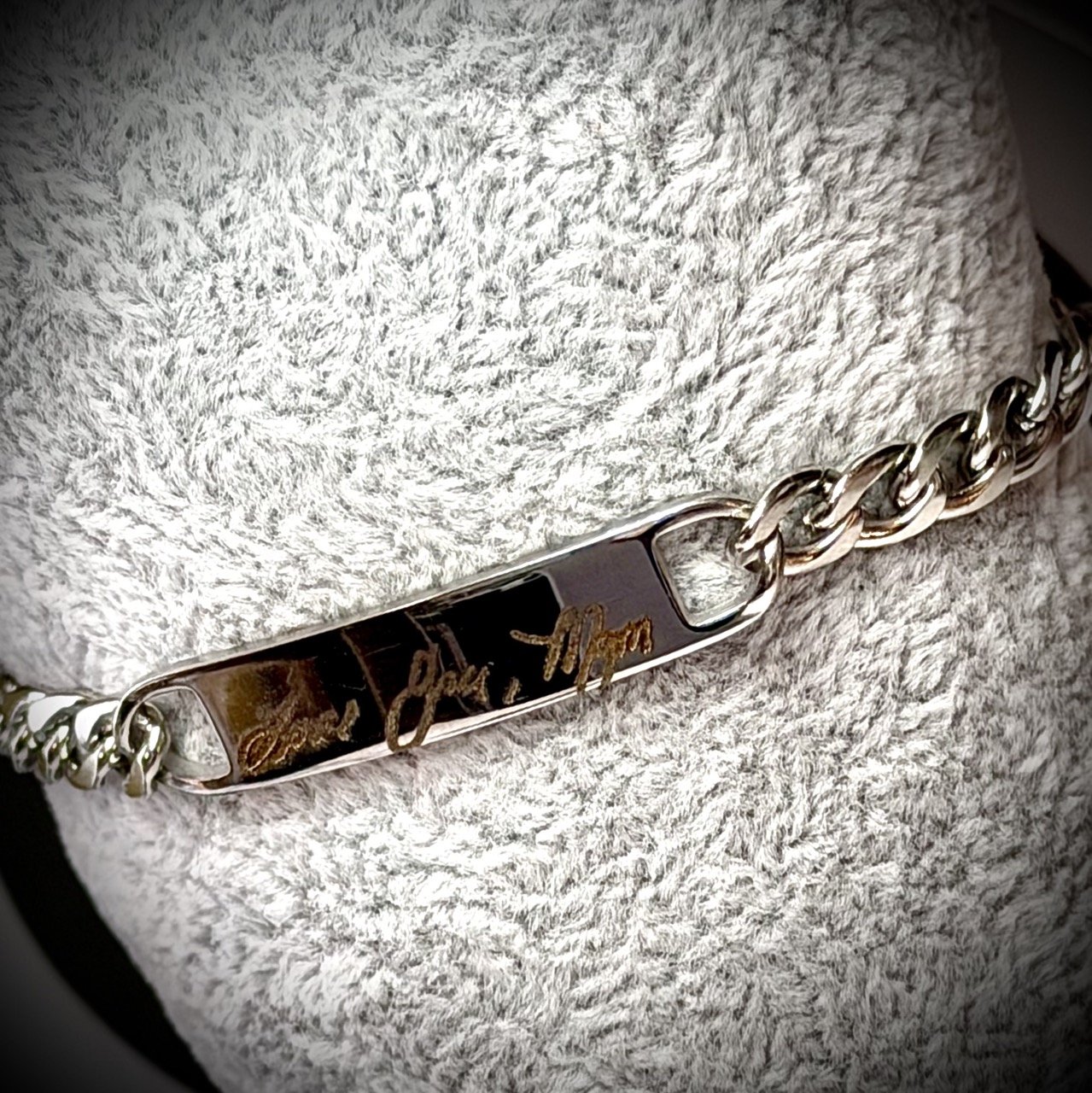 Personalized handwriting Stainless Steel Cuban Curb Link bracelet
