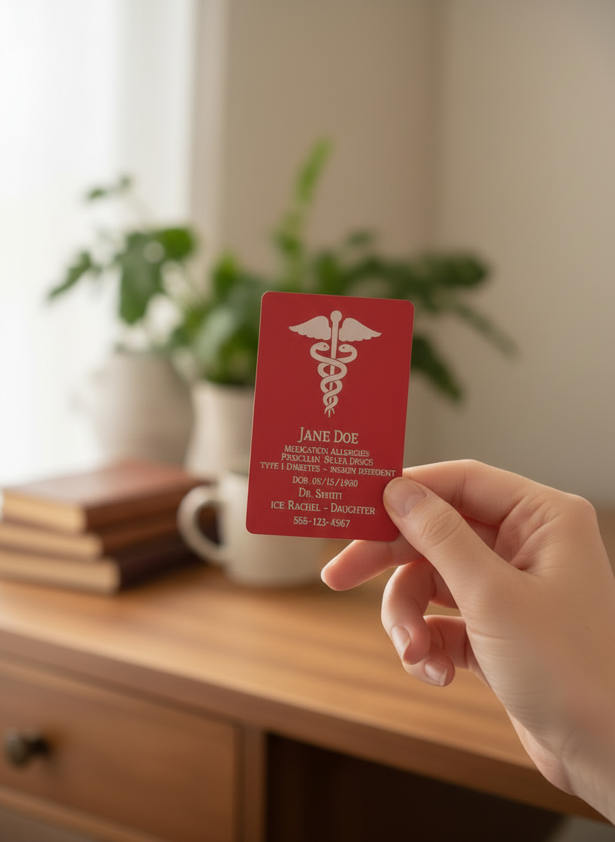 Personalized Engraved Medical ID wallet card