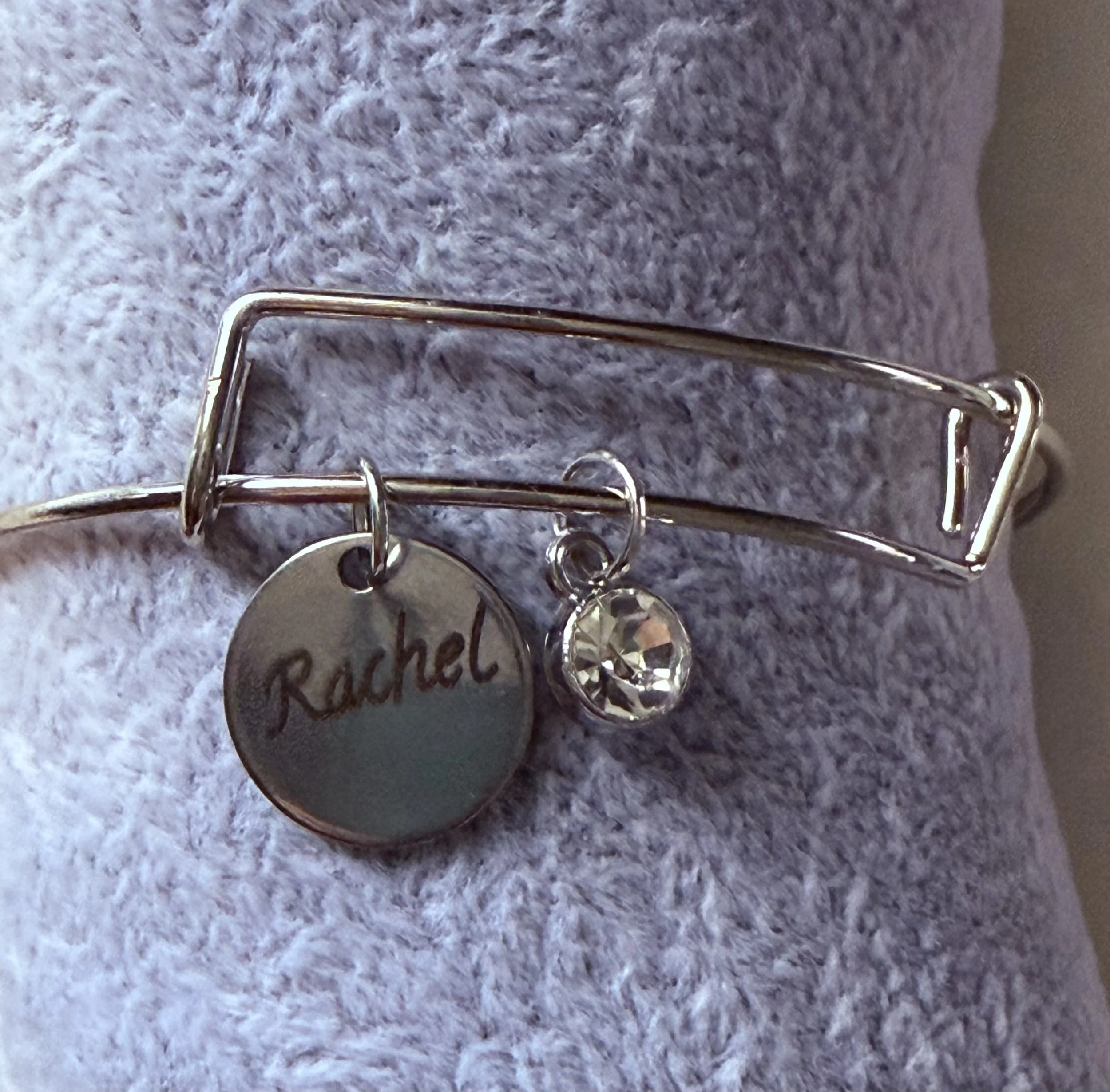 Personalized Stainless Steel Name Bracelet with Birthstone Charm