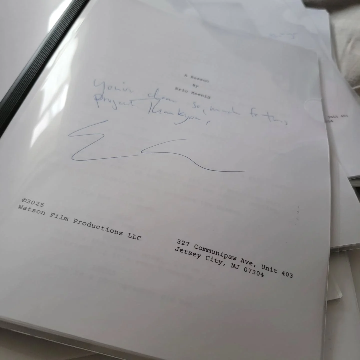 There's still time to get a signed copy of the screenplay! Check out our full list of perks on the crowdfunding campaign.

We appreciate all of your support so much. Each script will get a message and signature.

Donate today, and be our reason

link