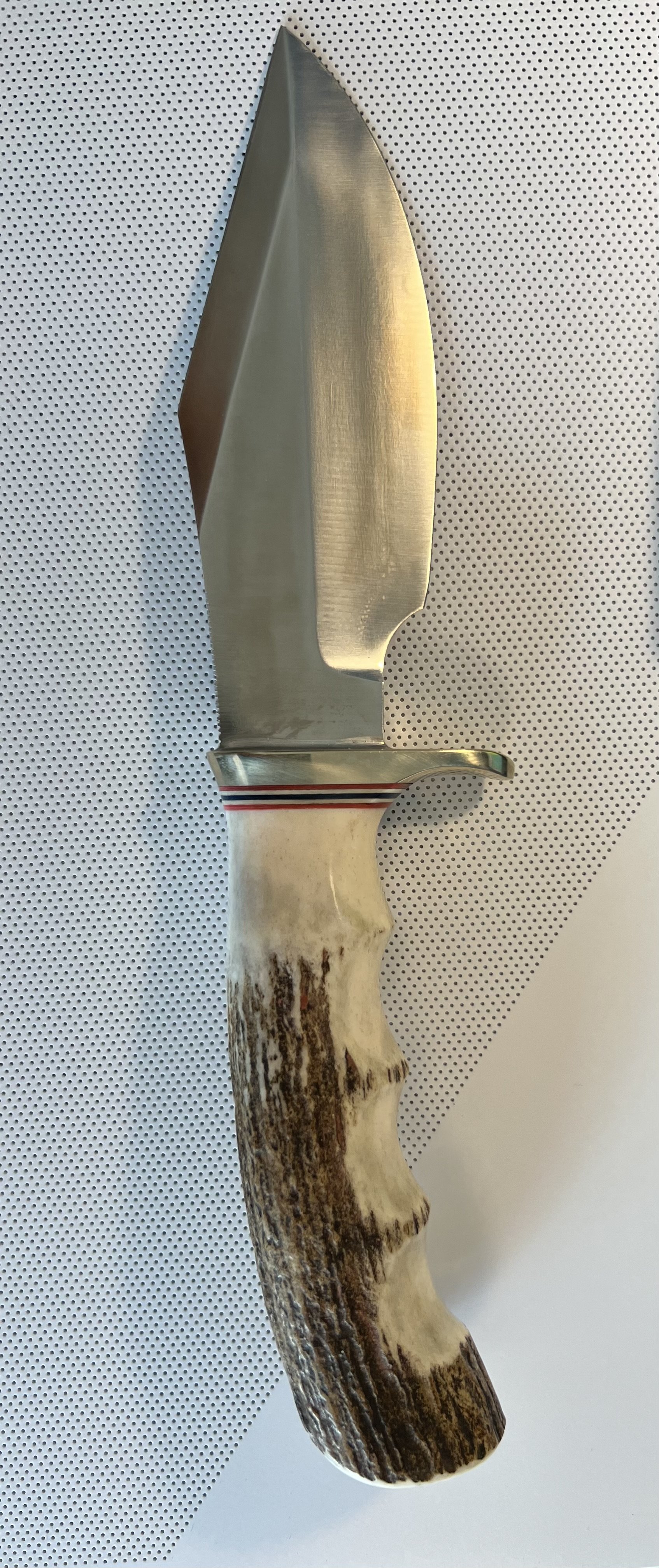 Randall Model 19 Bushmaster Knife- Stag Handle, Compass Butt, Black Sheath- Paper