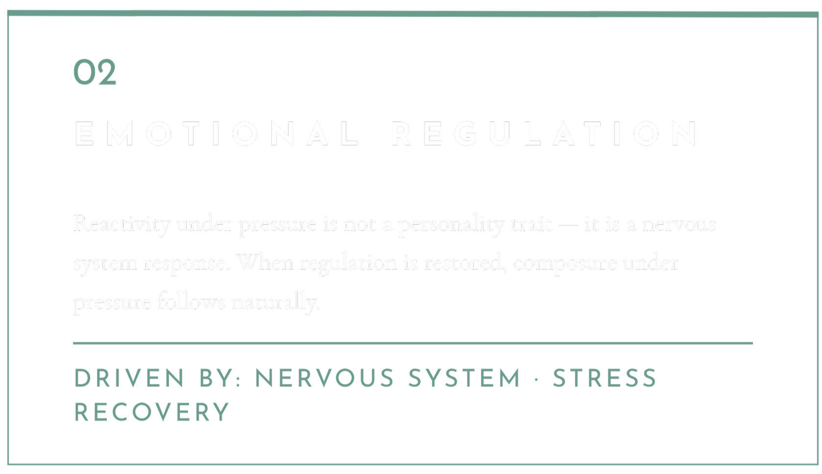 Slide titled 'Emotional Regulation' discusses how reactivity under pressure is a nervous system response and that regulation restores composure naturally, driven by the nervous system and stress recovery.