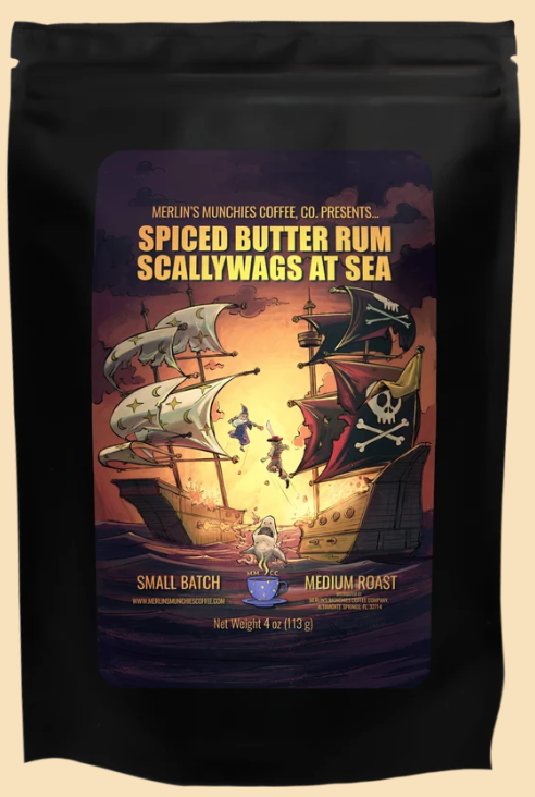 Spiced Butter Rum Scallywags at Sea Coffee 4oz Whole Bean