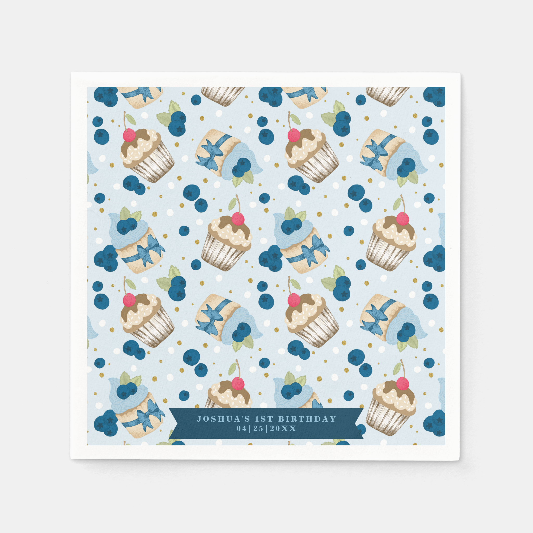 blueberry cupcake pattern paper napkins