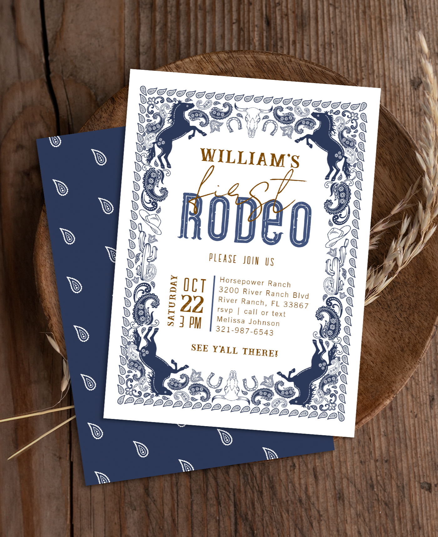 My first rodeo birthday invitation western cowboy theme