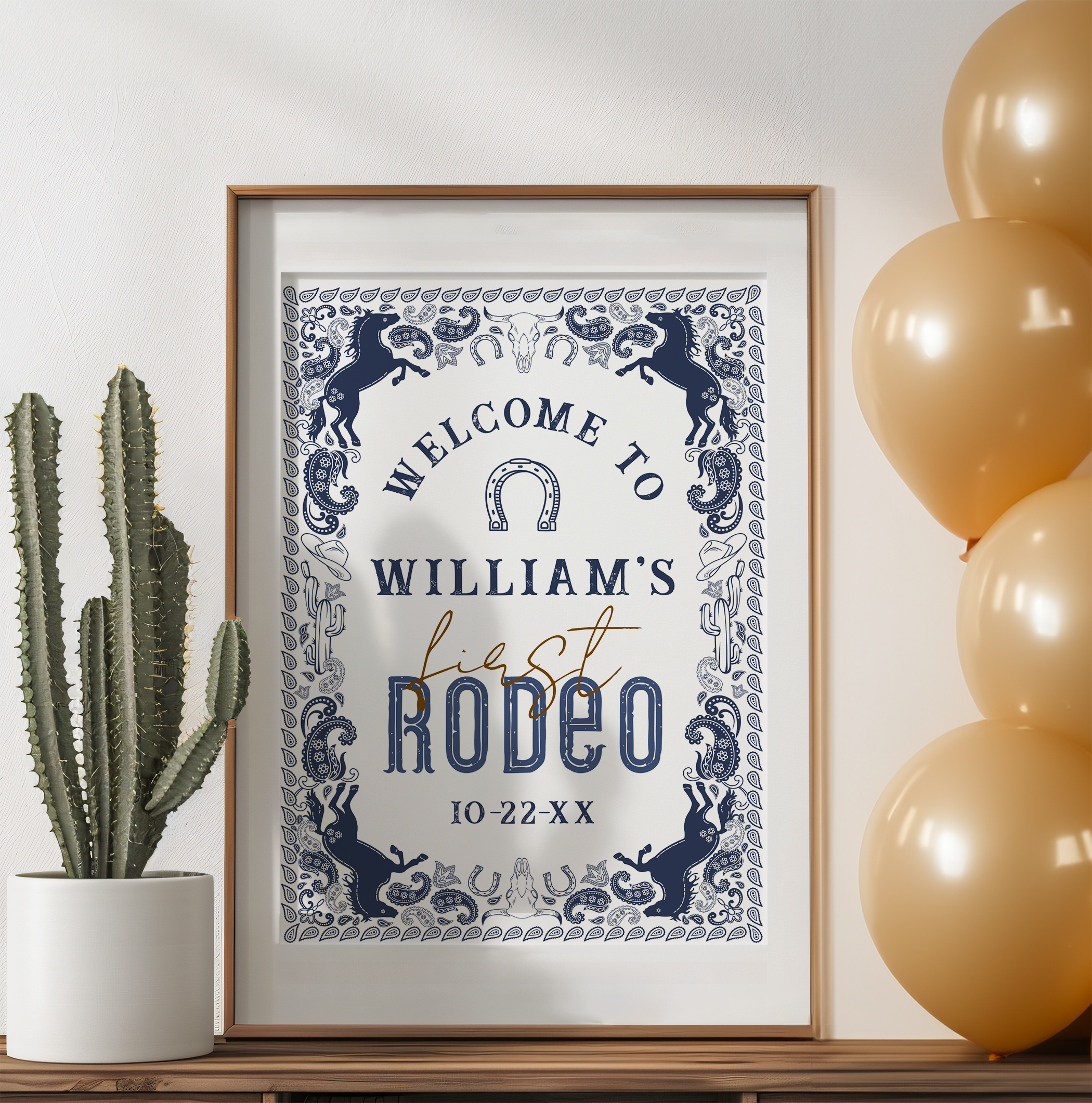 First rodeo birthday welcome sign cowboy theme