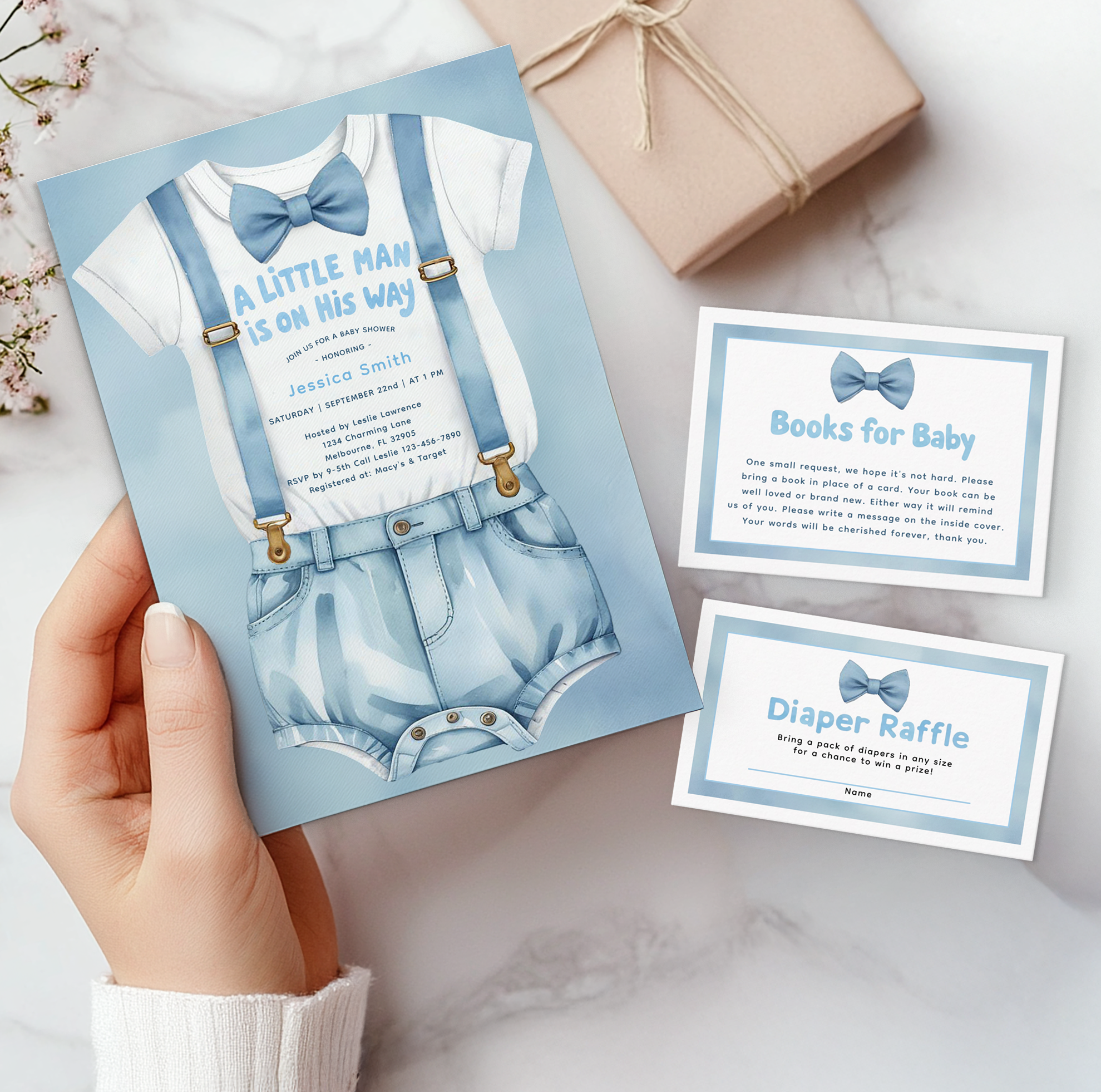 Little Man Blue Bow Tie Theme