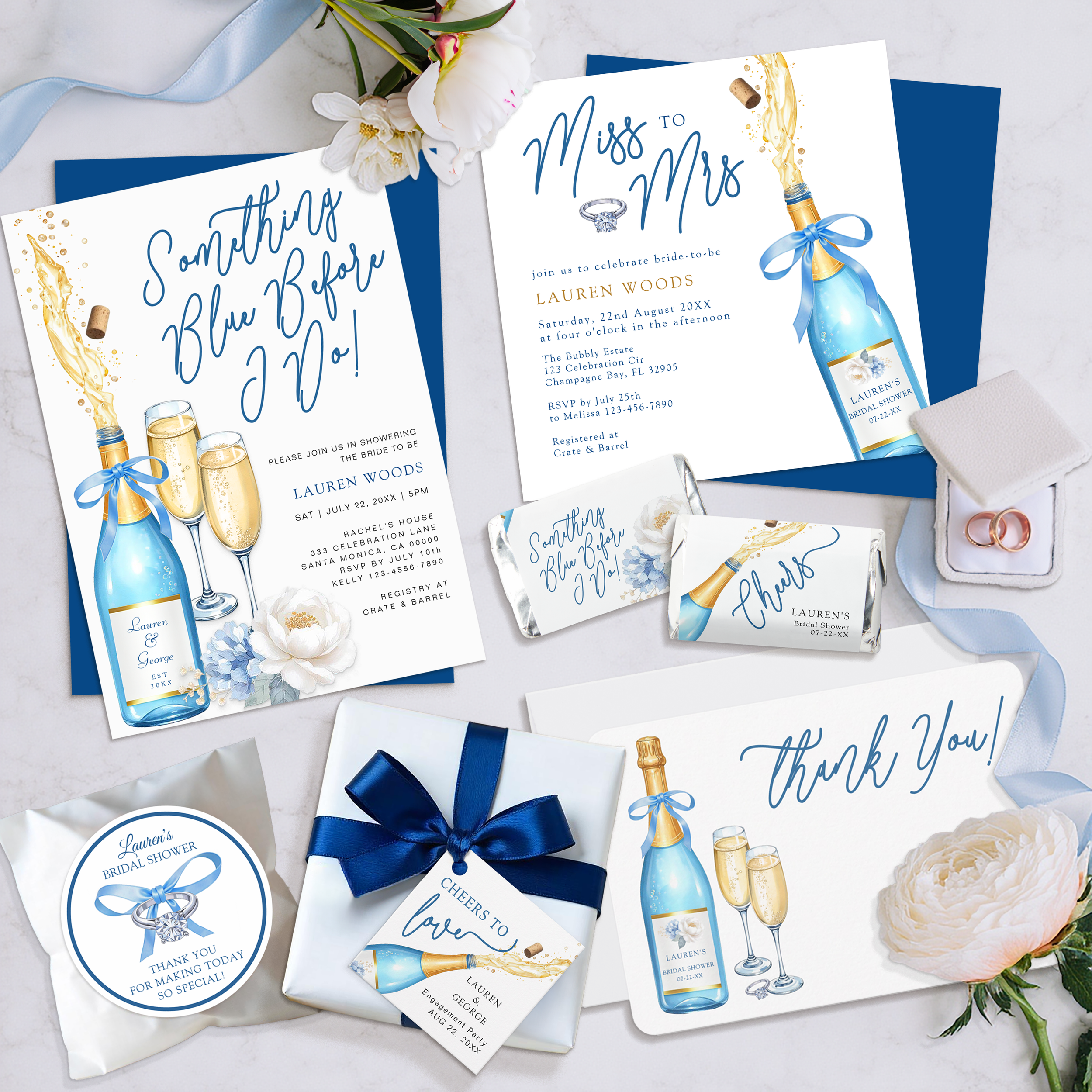 A Timeless Something Blue Bridal Shower Theme (Brunch, Bubbly &amp; Elegant Details)