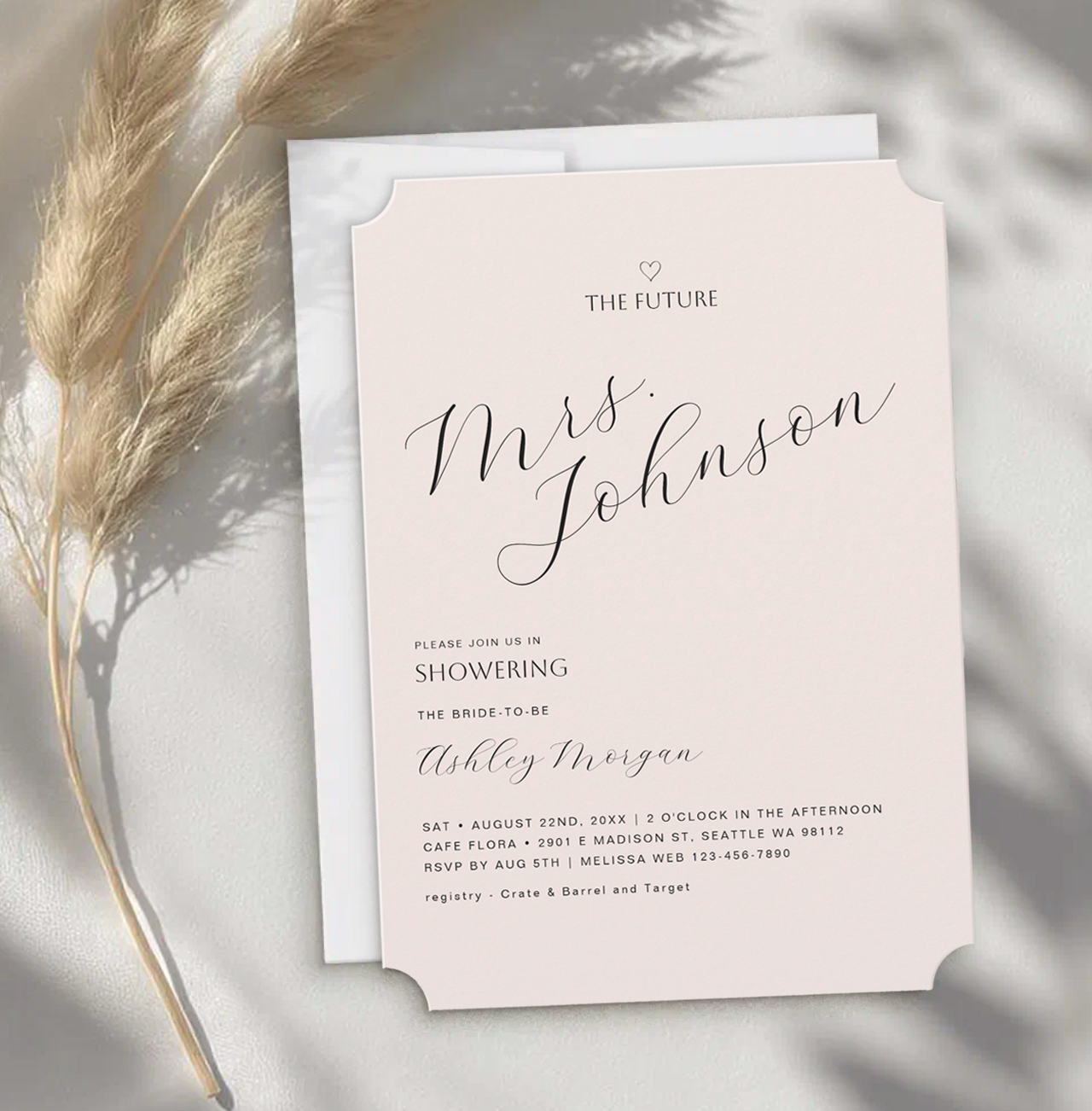 A Minimalist “Future Mrs” Bridal Shower Theme