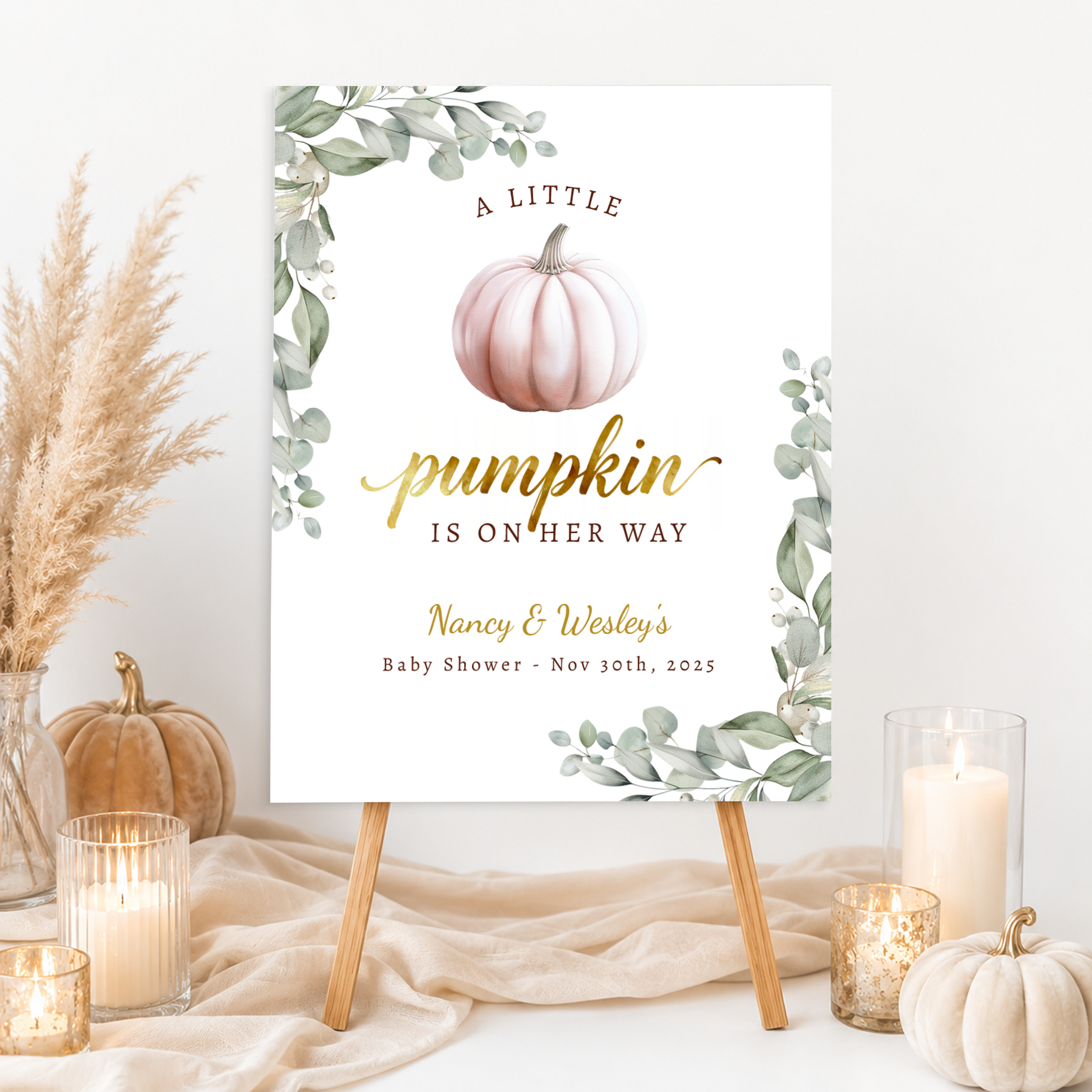 Elegant Little Pumpkin Baby Shower Ideas in Dusty Pink