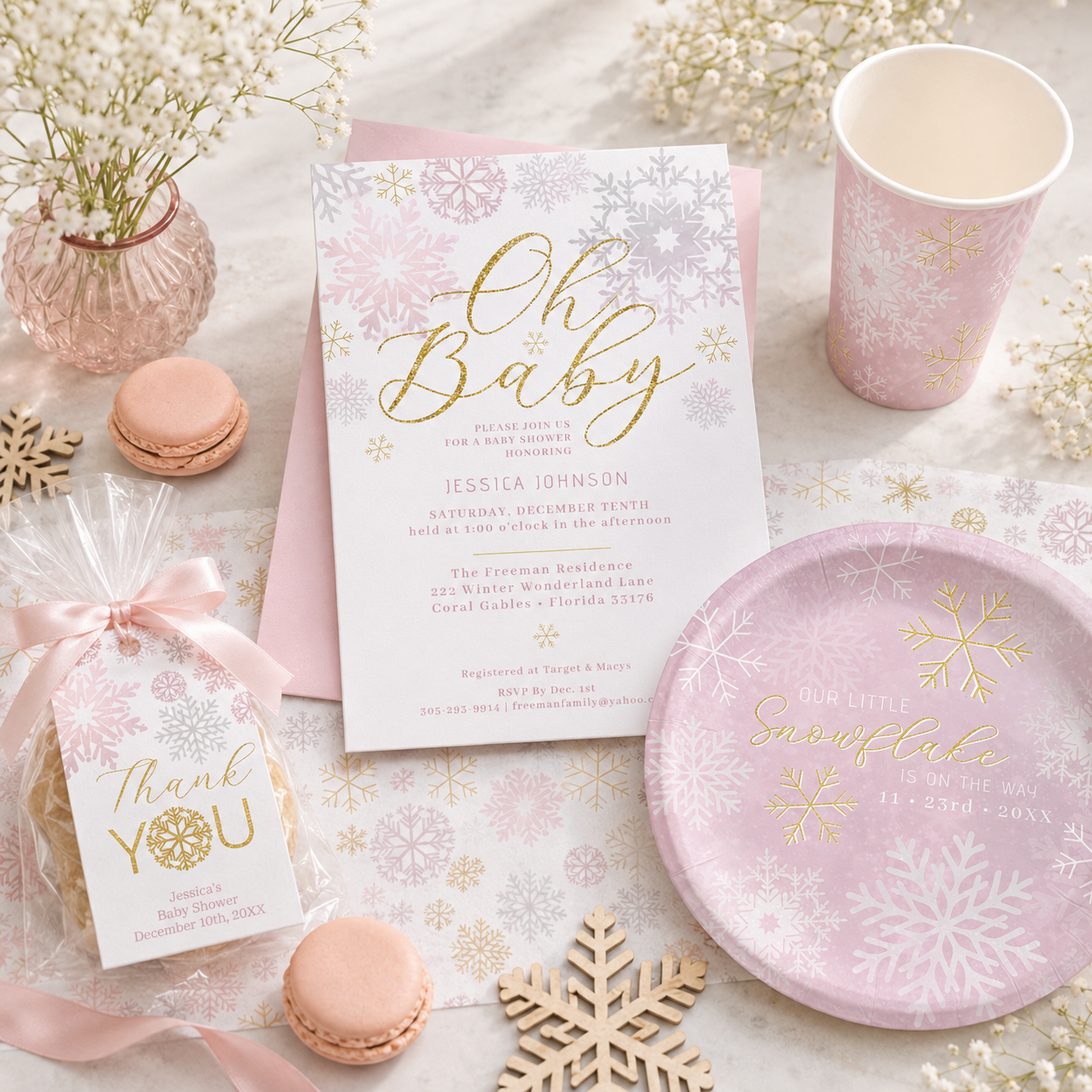 Pink Winter Wonderland Baby Shower Ideas for an Elegant Celebration