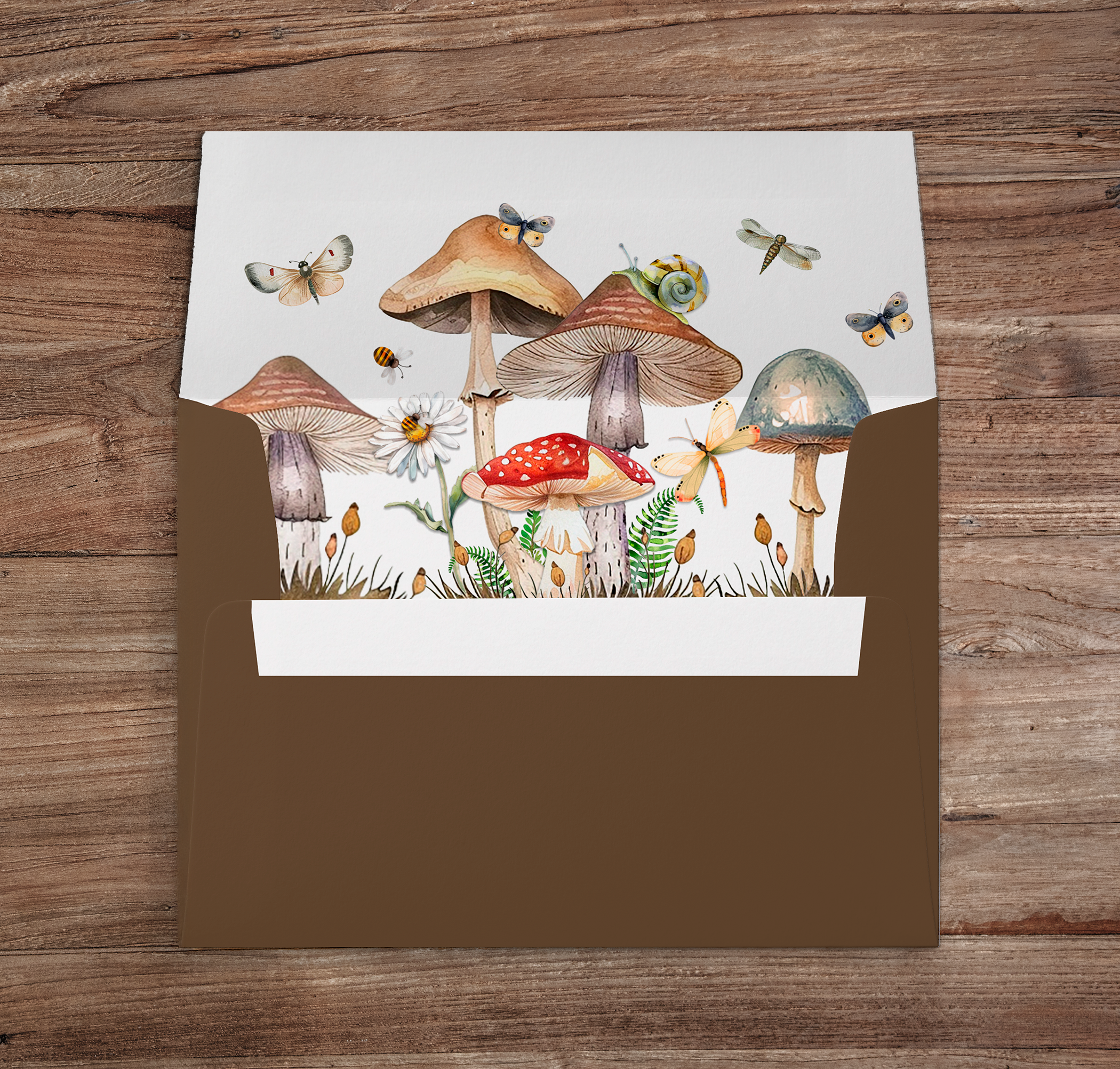 Mushroom Woodland illustrated Envelope