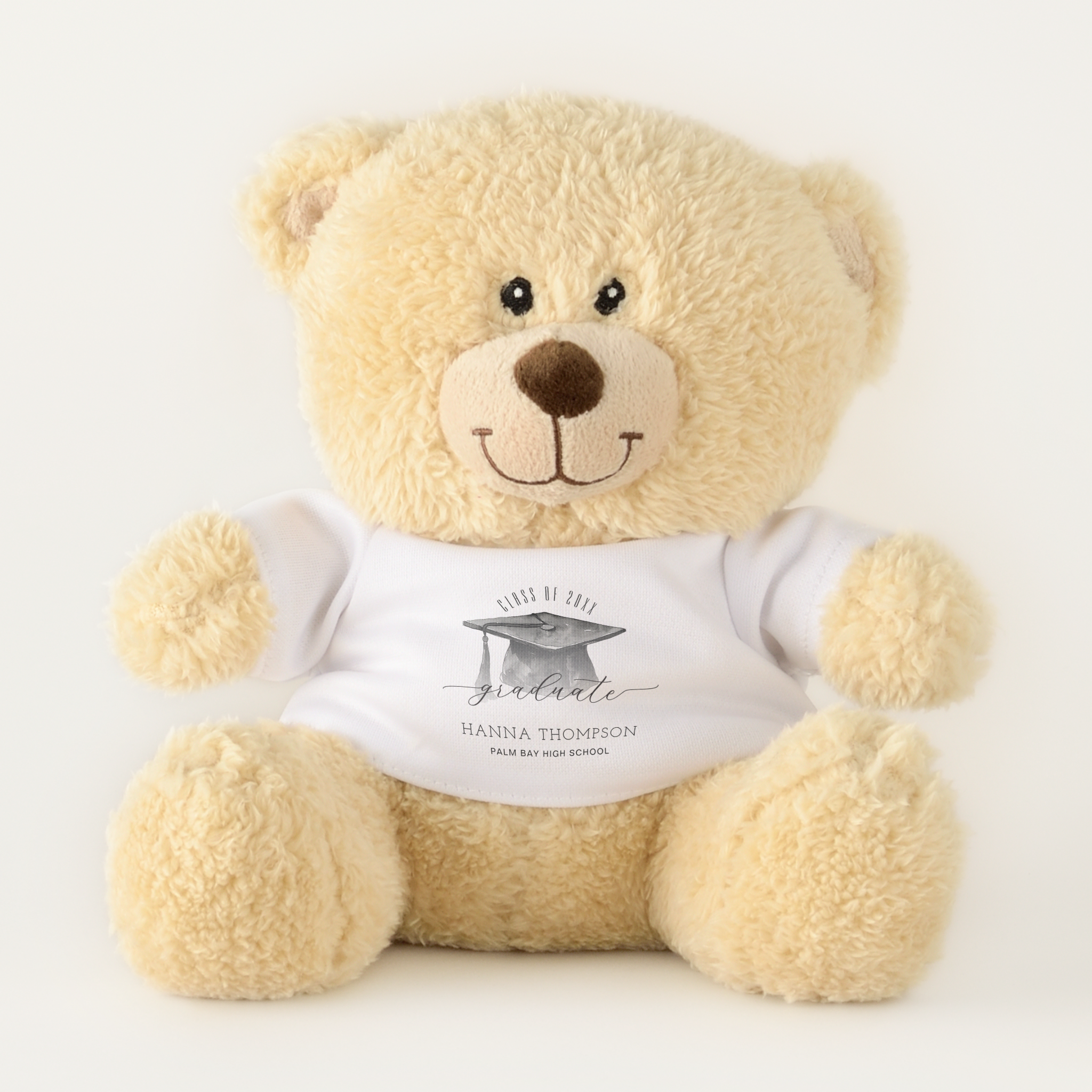 Personalized graduation teddy bear keepsake gift with graduate name and year