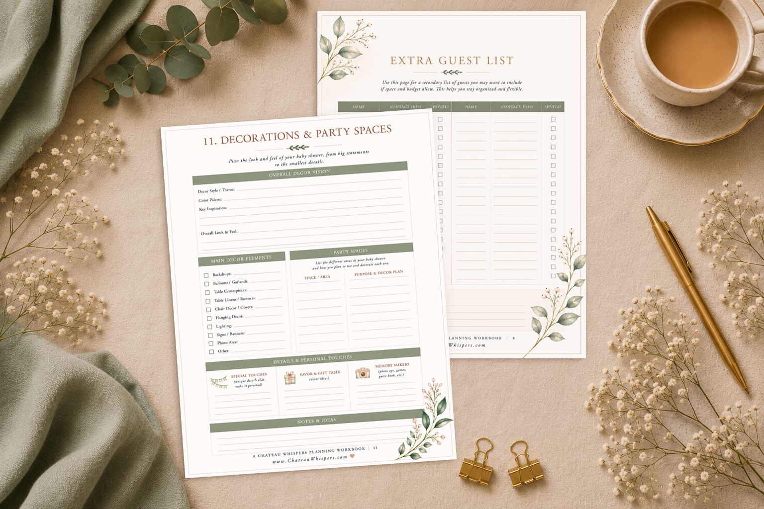 Baby Shower Guest List Sheet