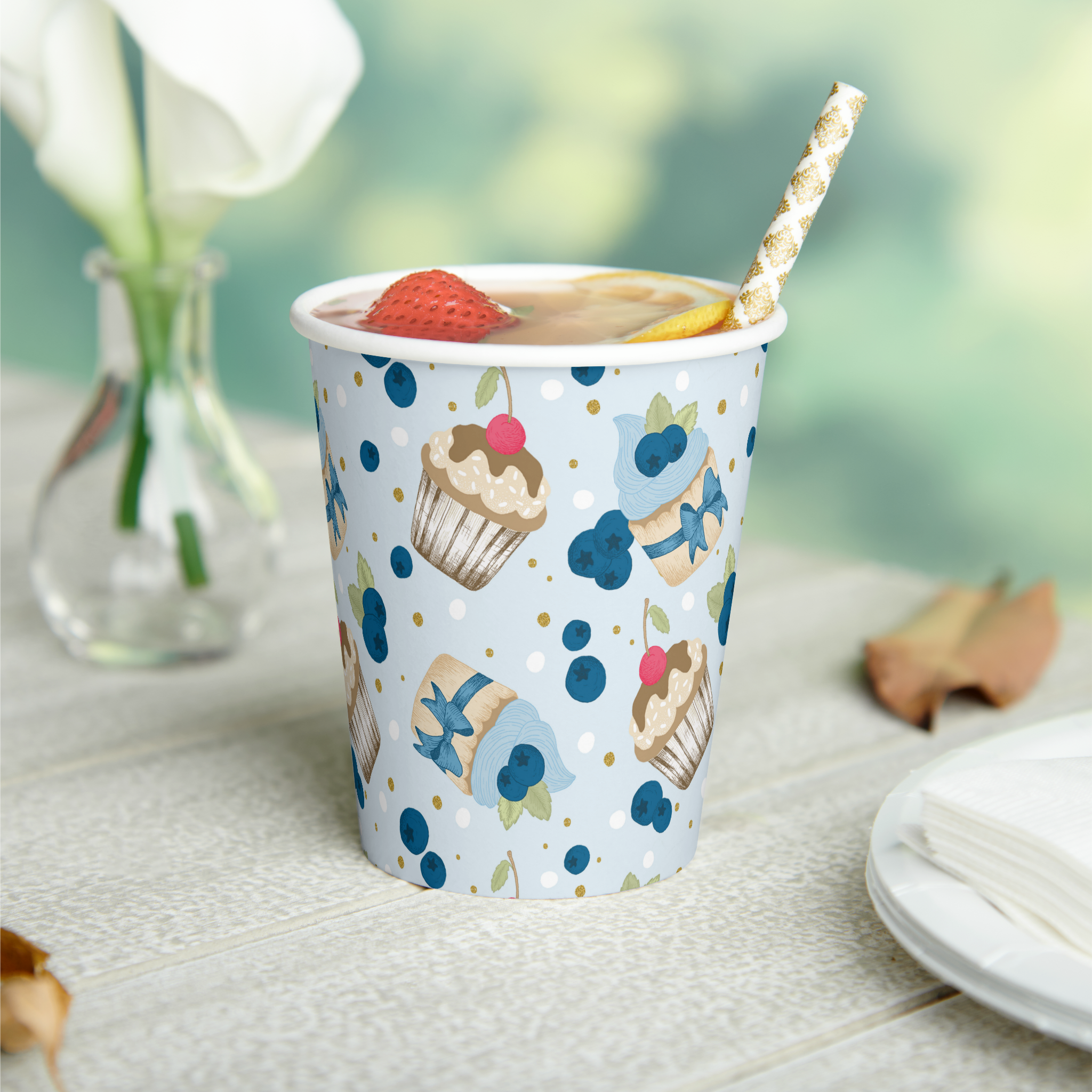 Blueberry cupcake birthday cupcake paper cup