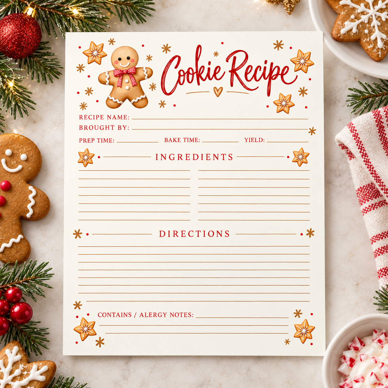 fill out recipe sheet