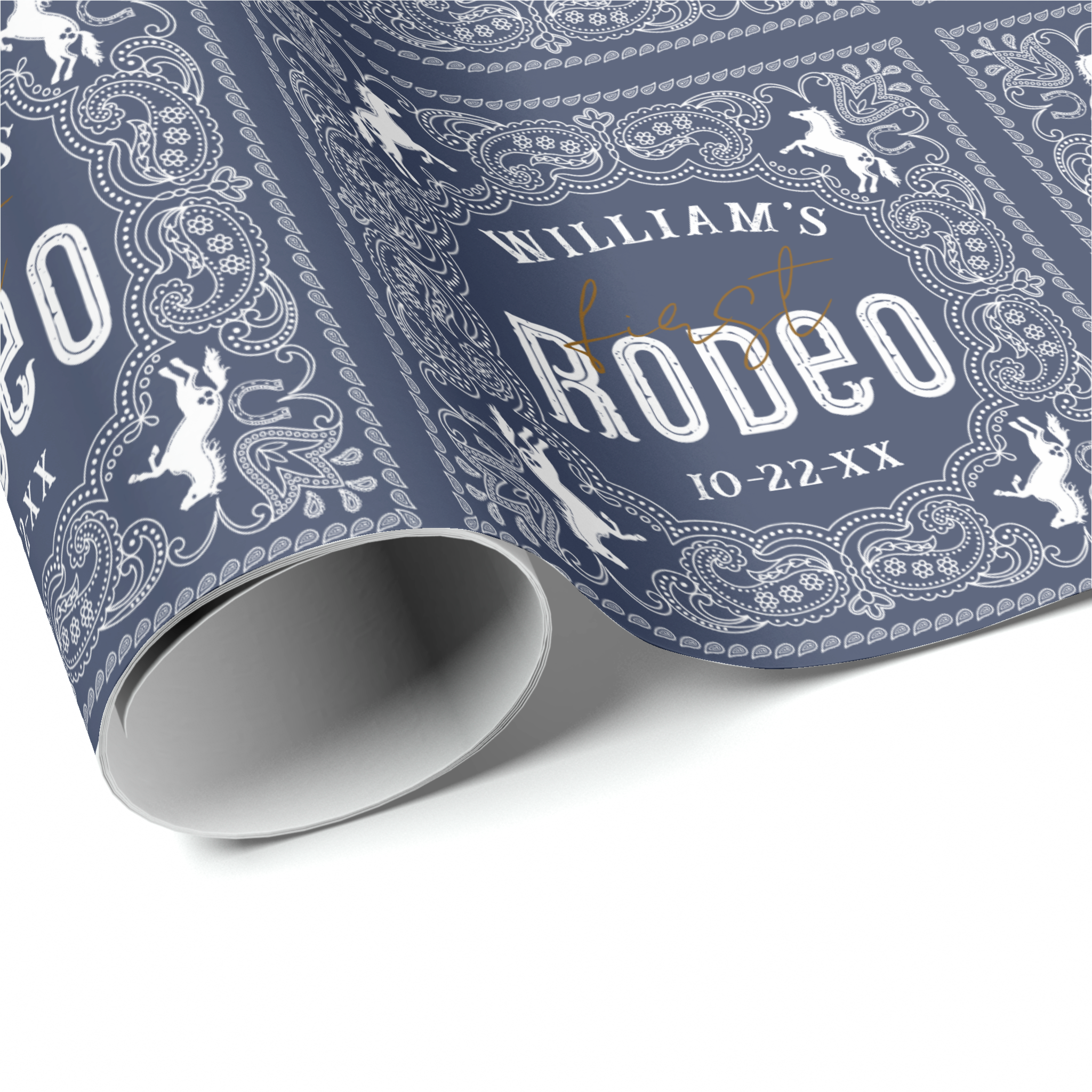 western bandana first rodeo birthday wrapping paper